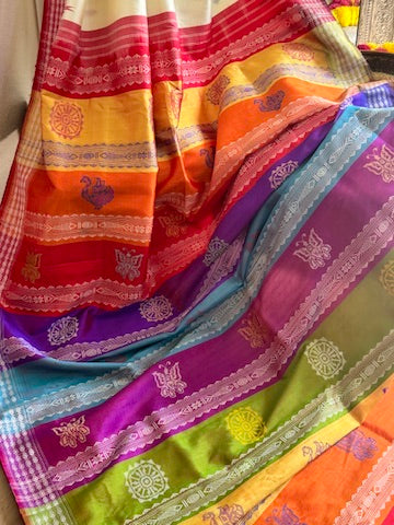 Odisha Double Berhampuri Pure Silk Handloom Saree - off white