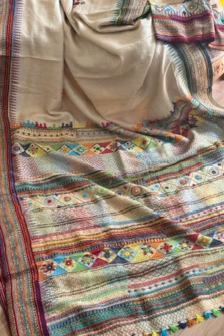 Lambani Hand Embroidered Vidharba Tussar Saree