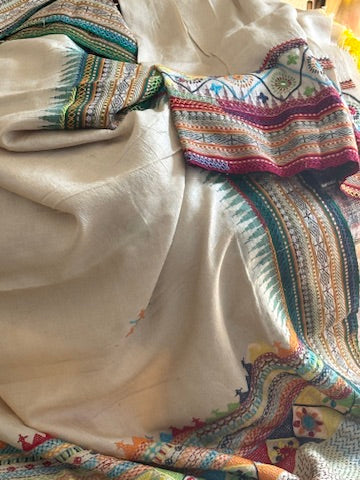 Lambani Hand Embroidered Vidharba Tussar Saree