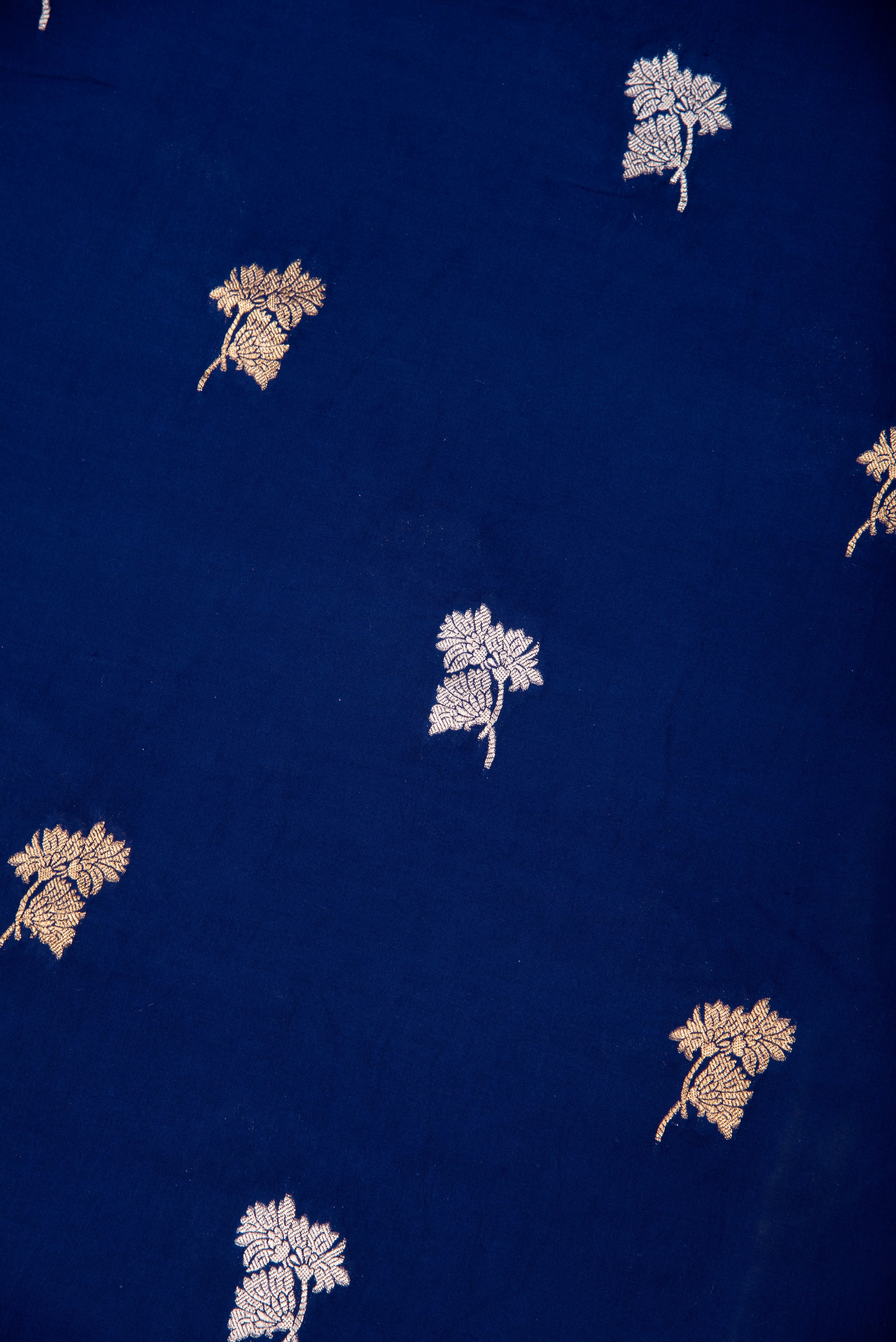 Mashru Silk with weaving - royal blue