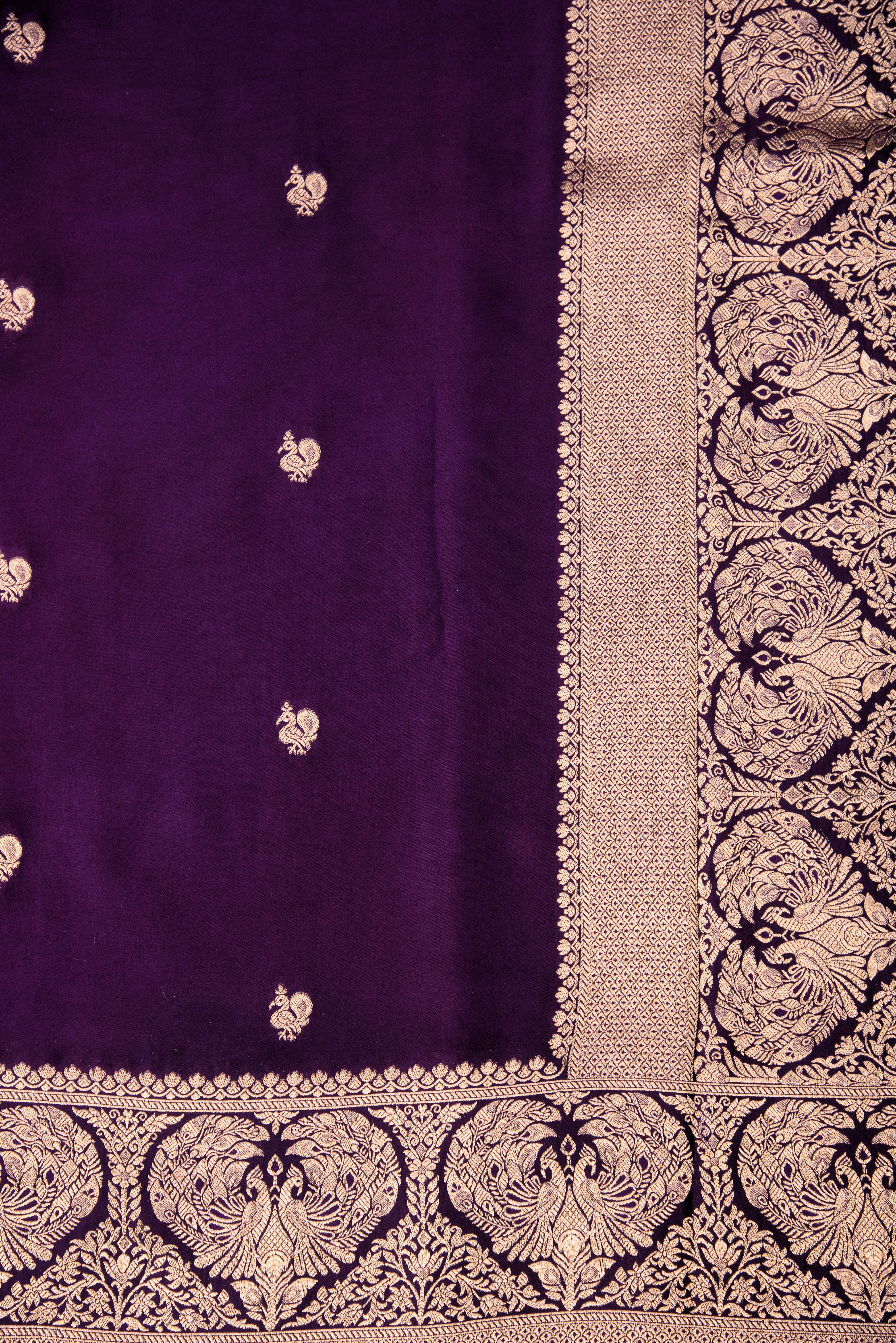 Mashru Silk with weaving - purple