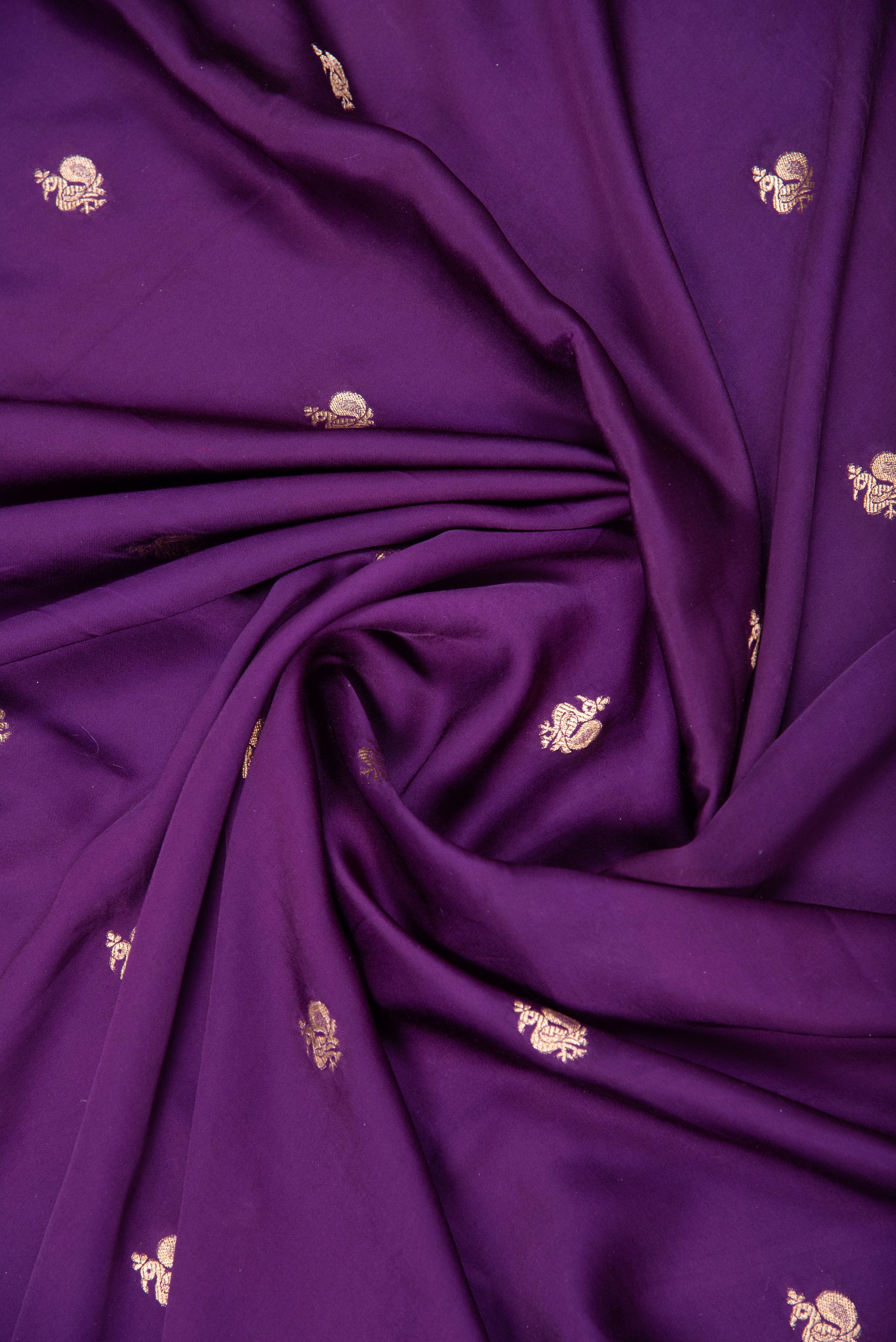 Mashru Silk with weaving - purple