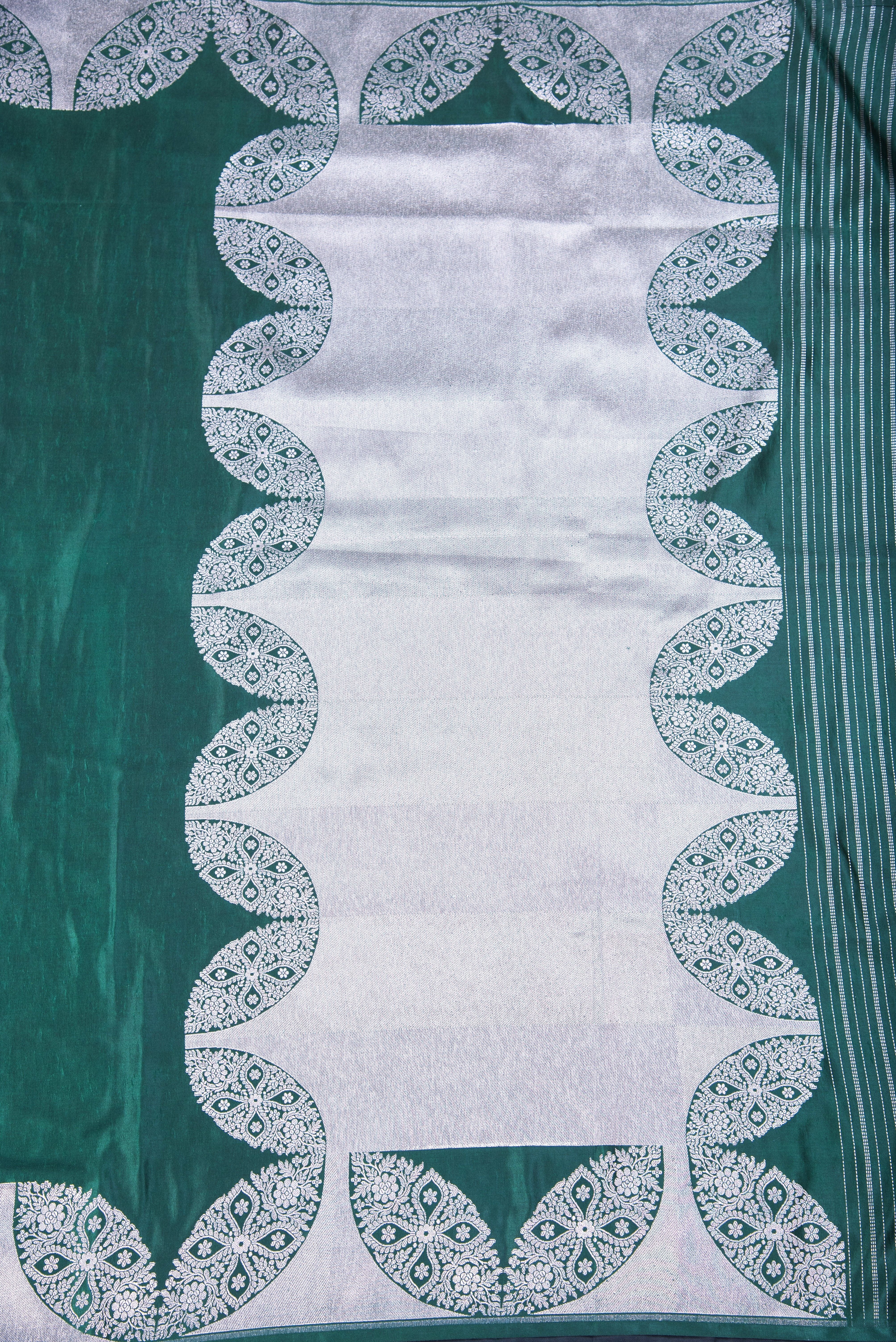 Mashru Silk with weaving - bottle green