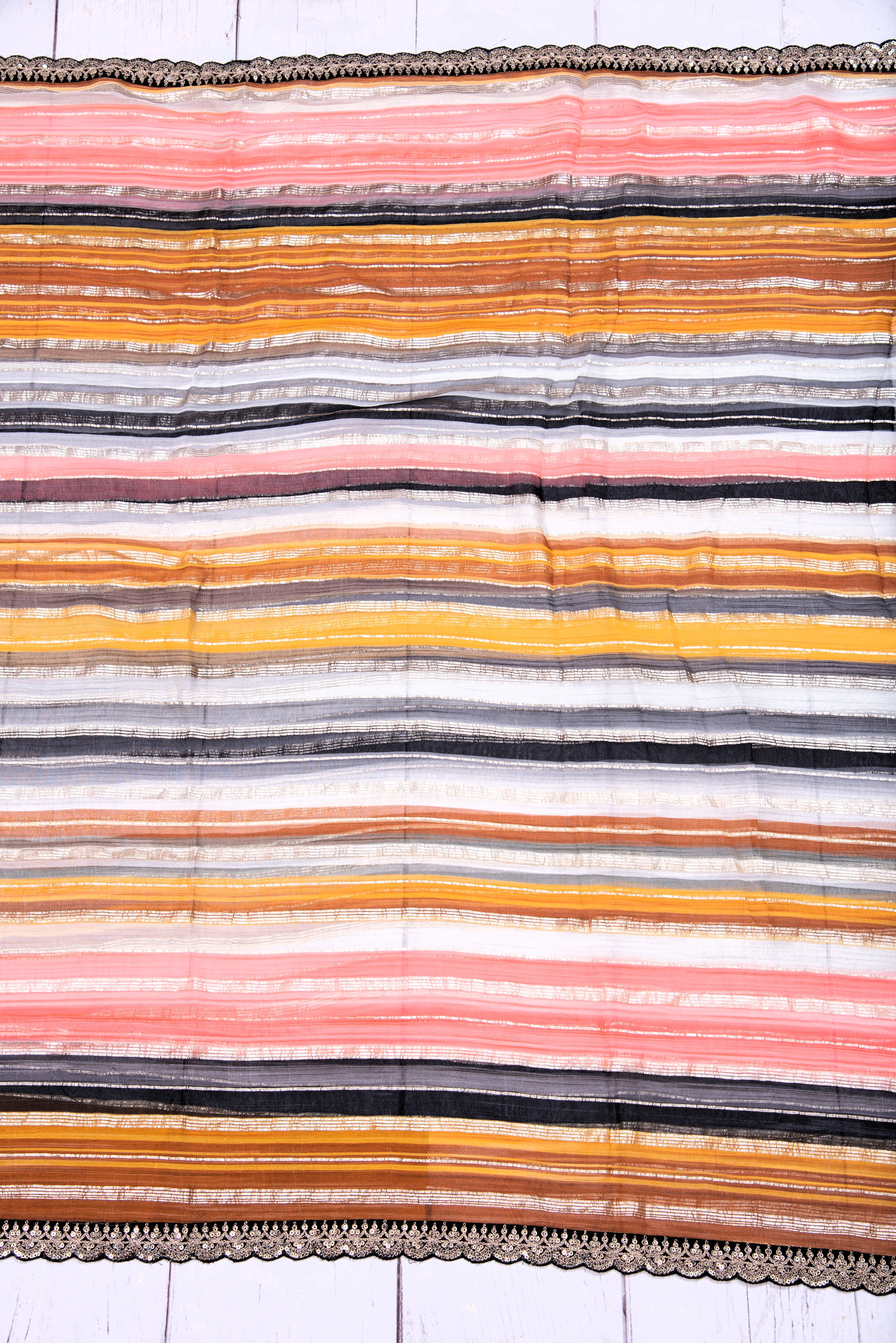 Georgette with stripes - mustard