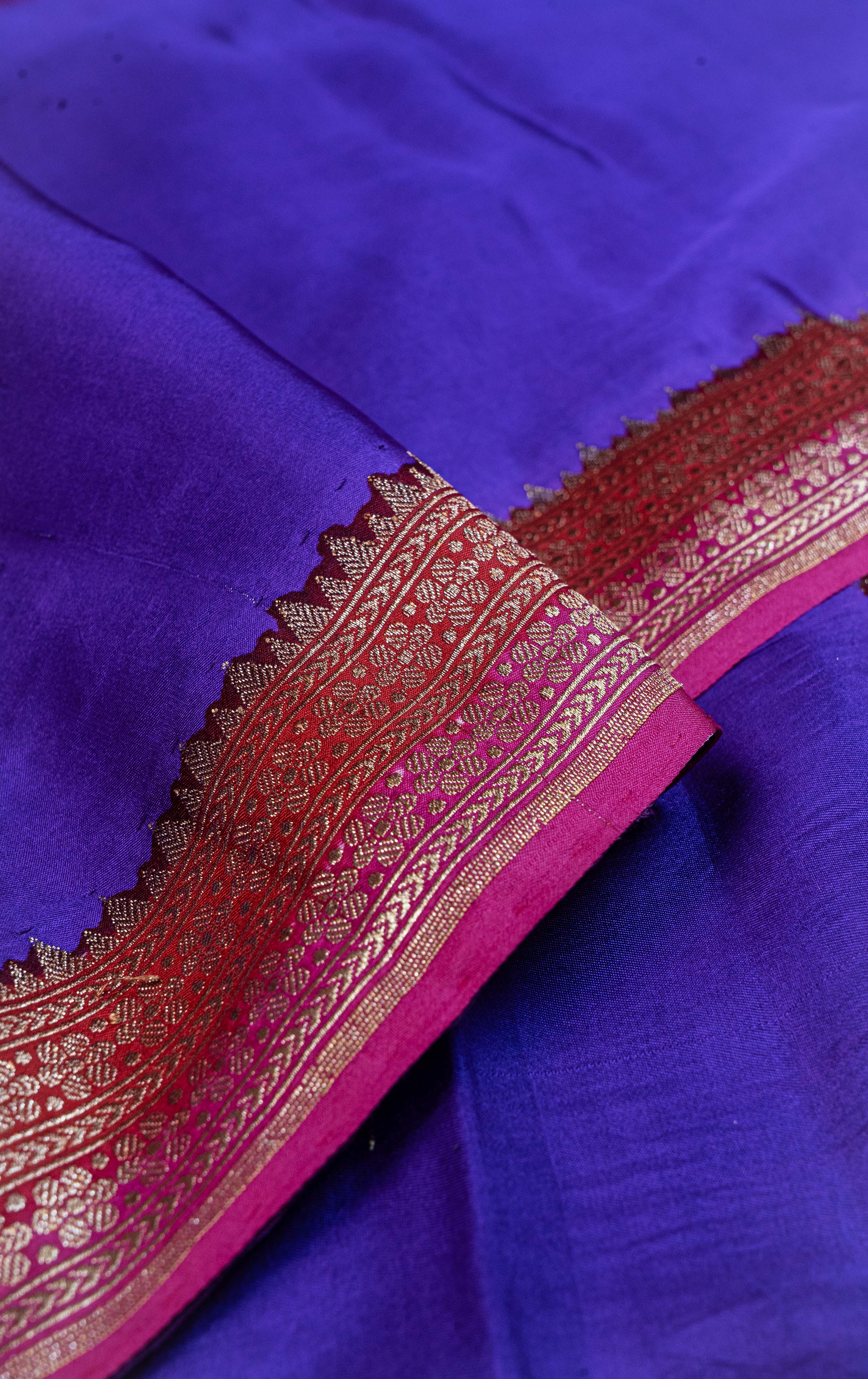 Banarasi Mashru Silk Circle Dye Saree - purple