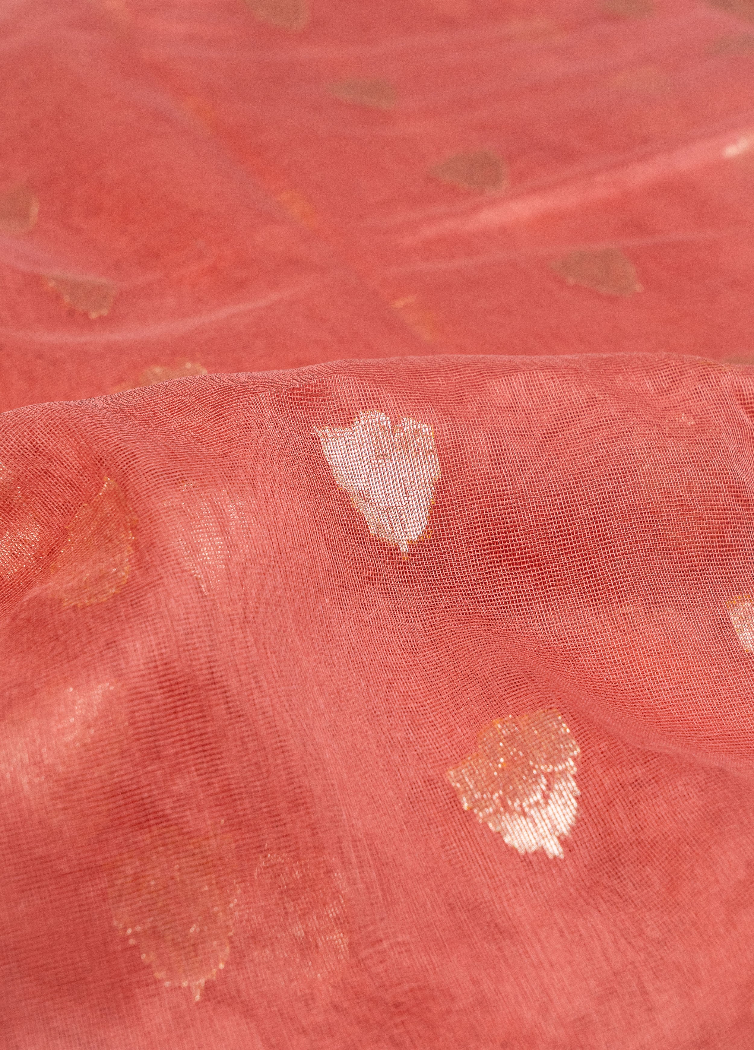 Banarasi Net Jamdani with Paithani border Saree - pastel orange