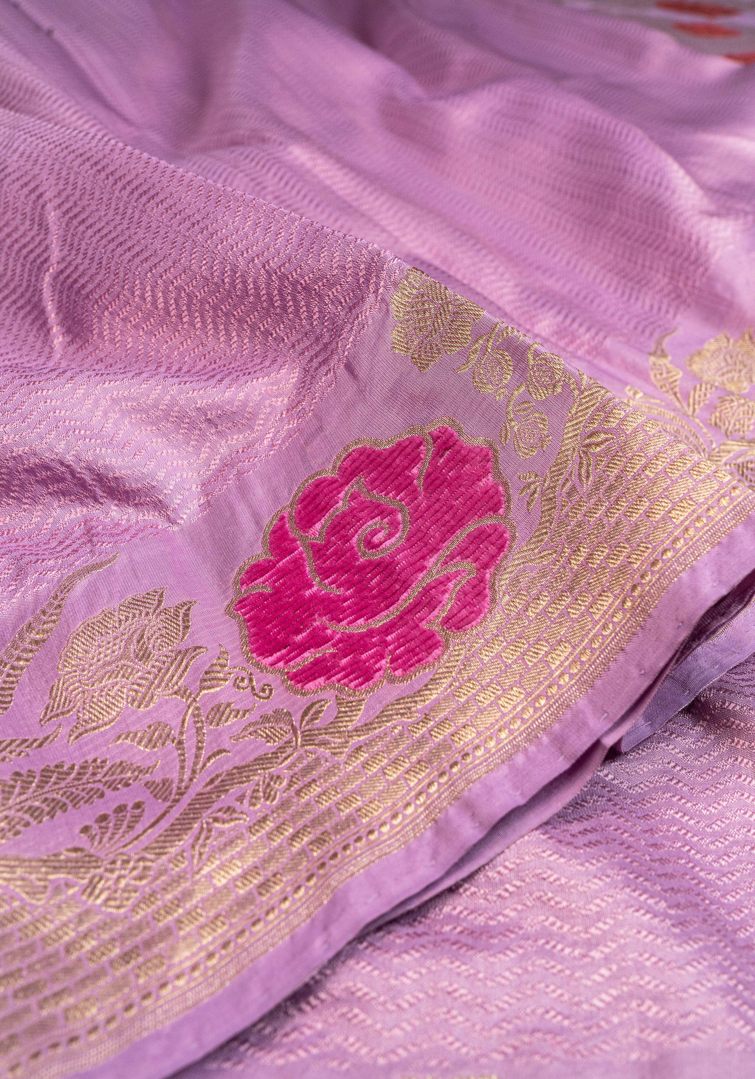 Banarasi Katan Silk Velvet Meena Saree - purple