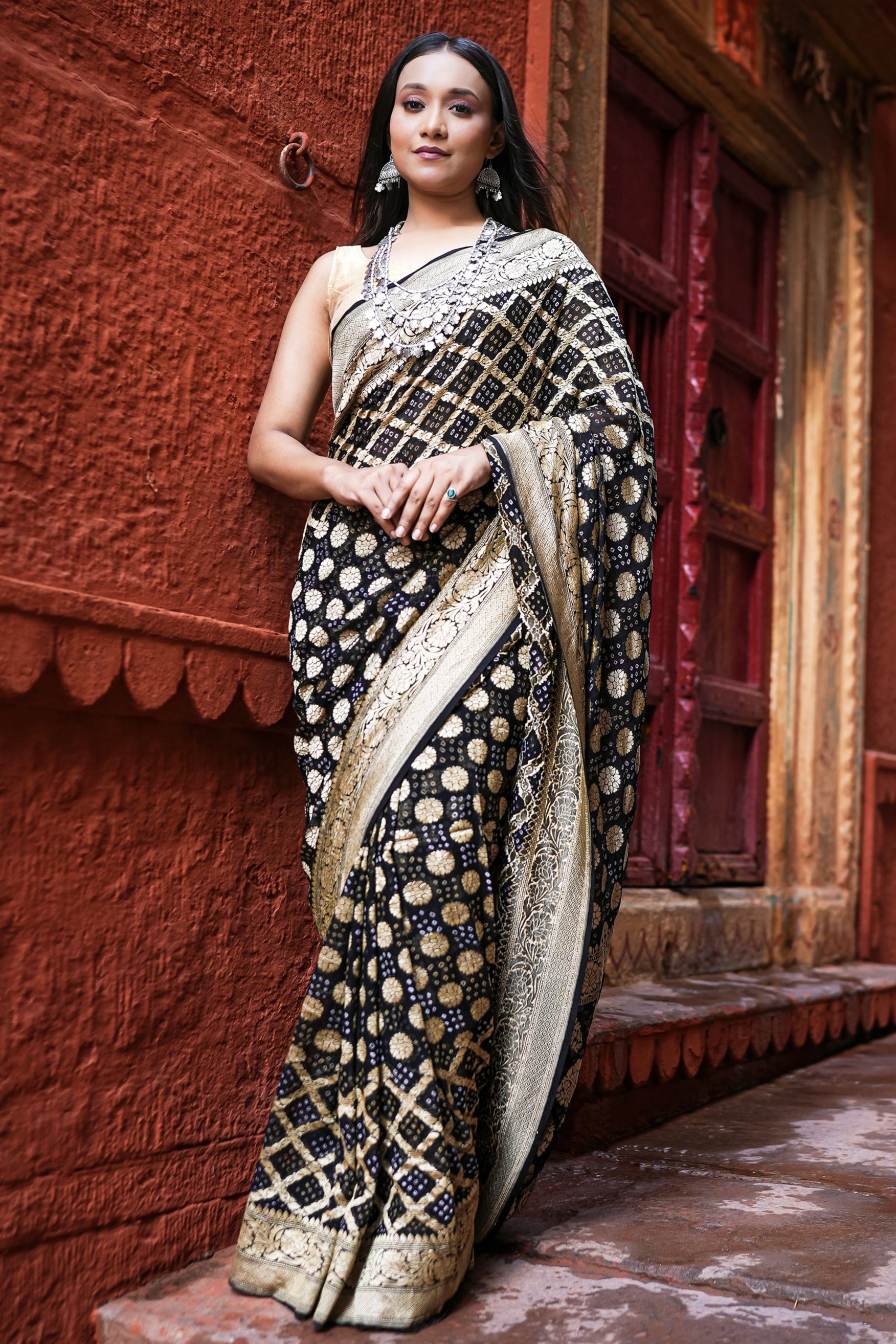 Khaddi Georgette Bandhini Saree