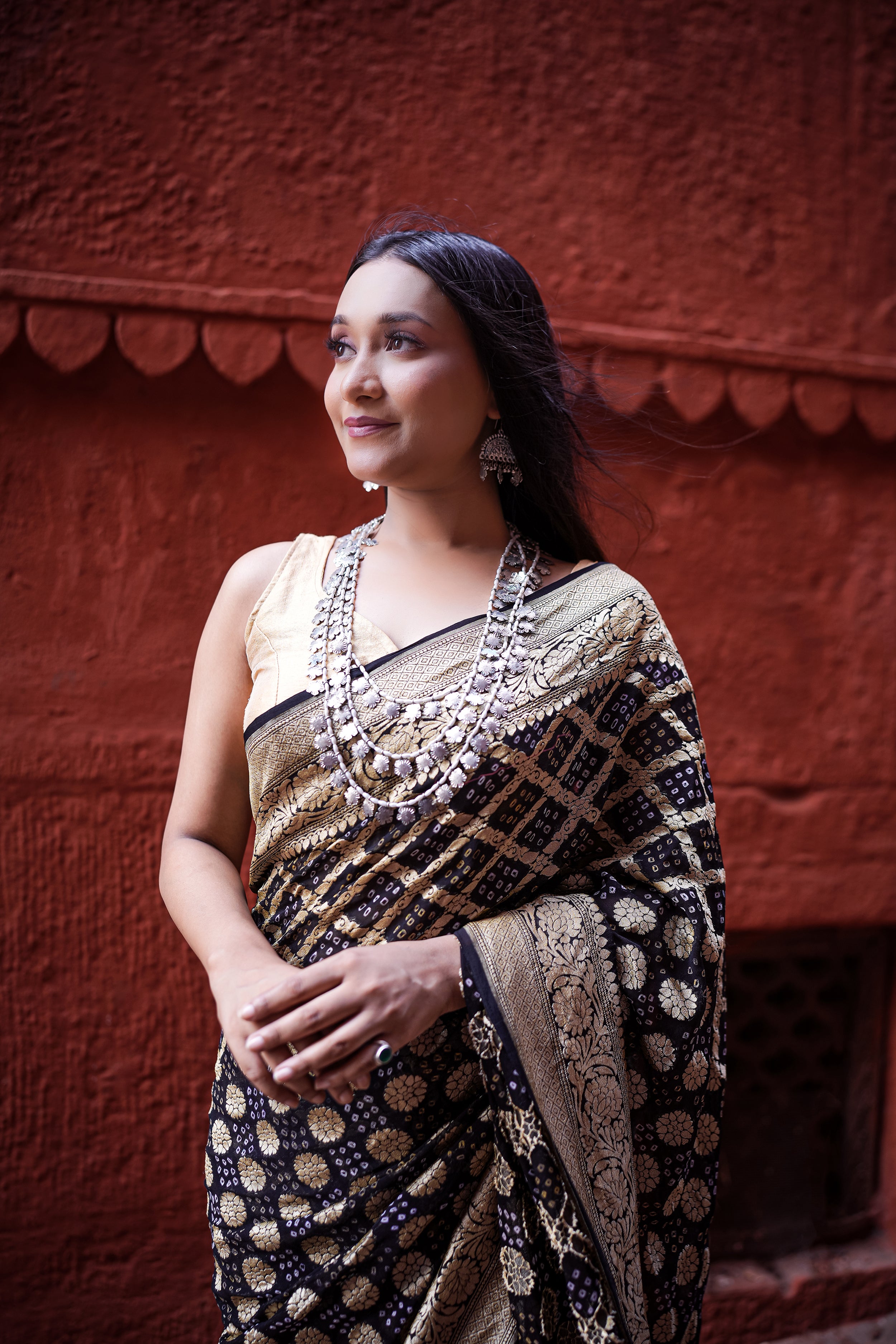 Khaddi Georgette Bandhini Saree