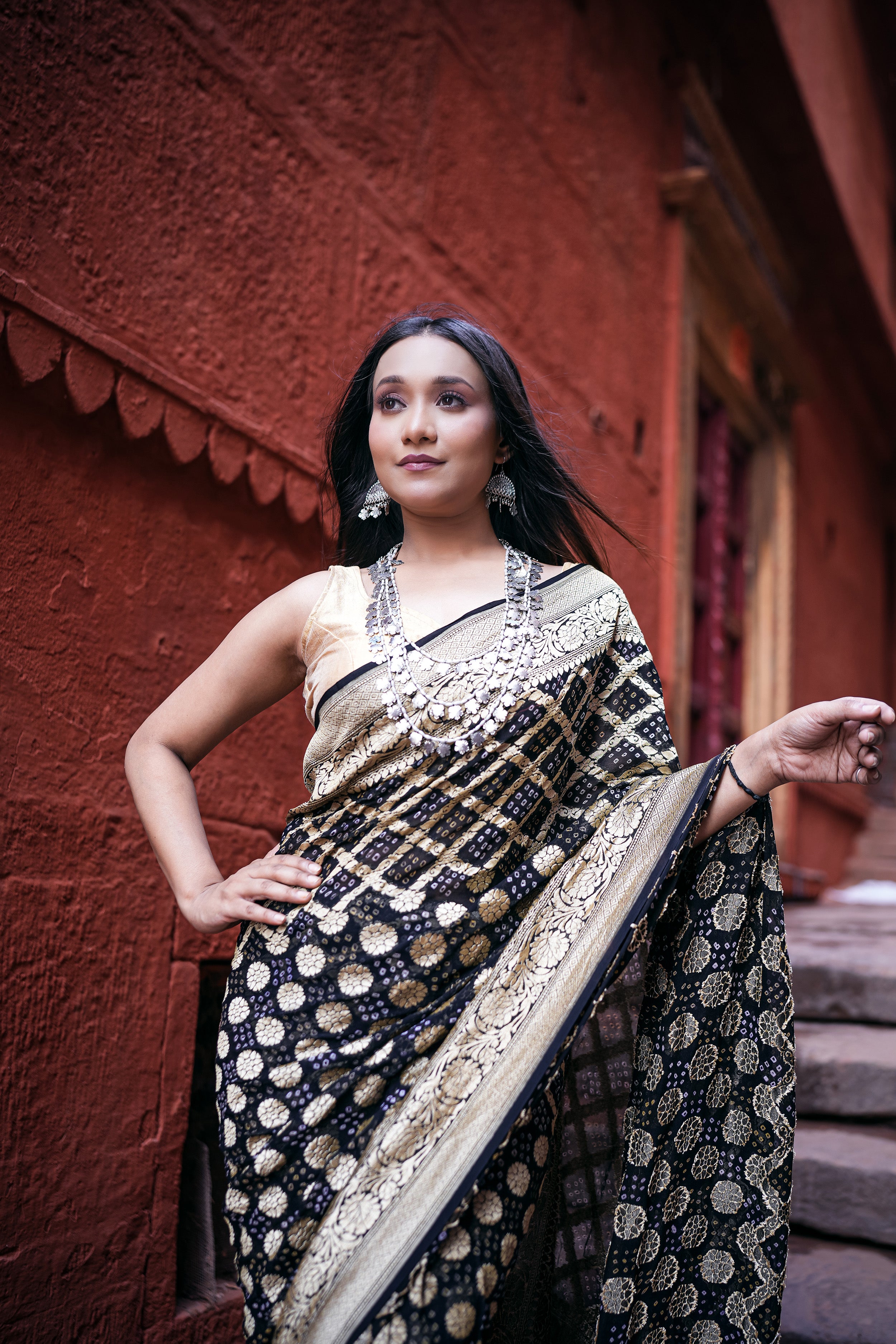 Khaddi Georgette Bandhini Saree