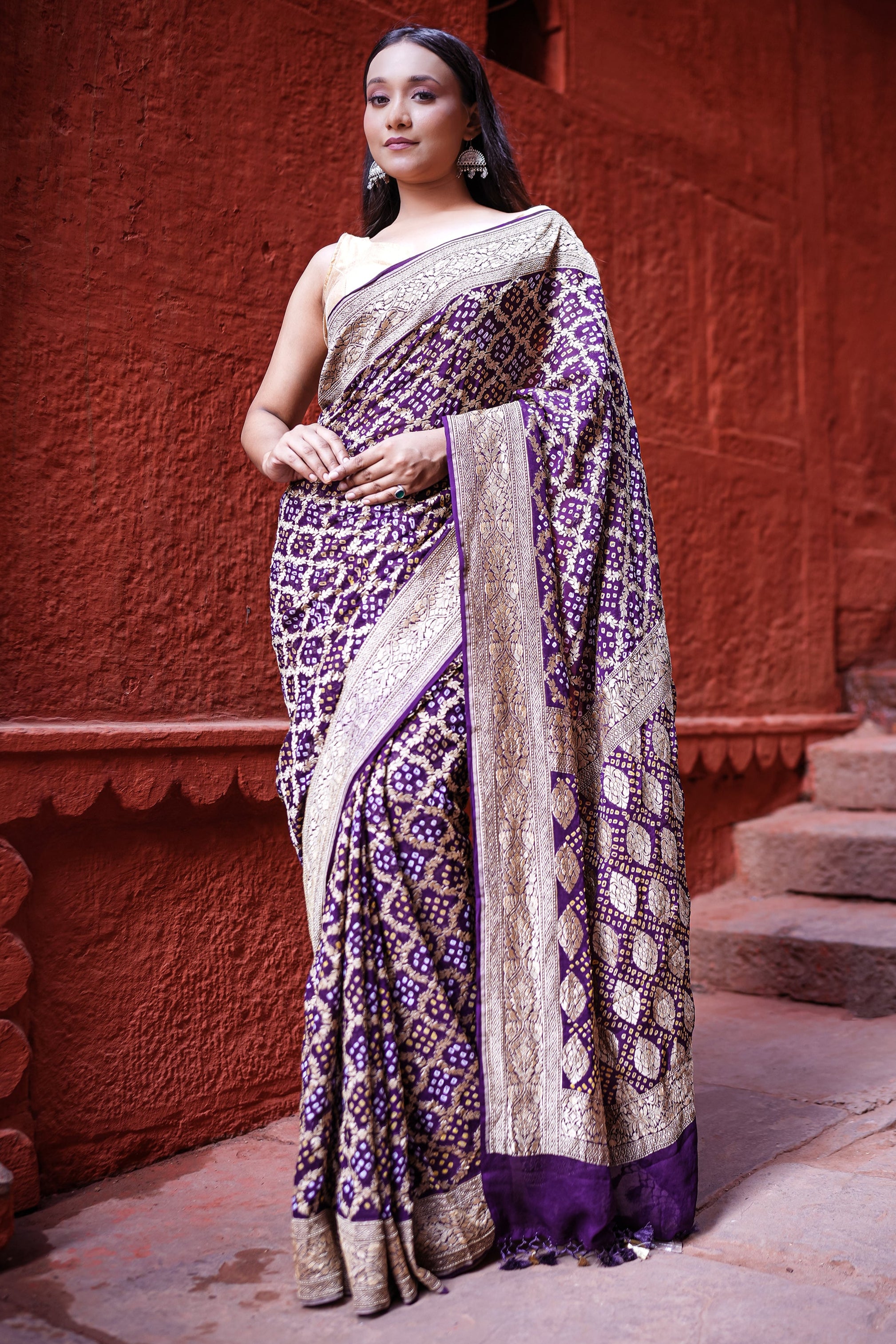 Khaddi Georgette Bandhini Saree