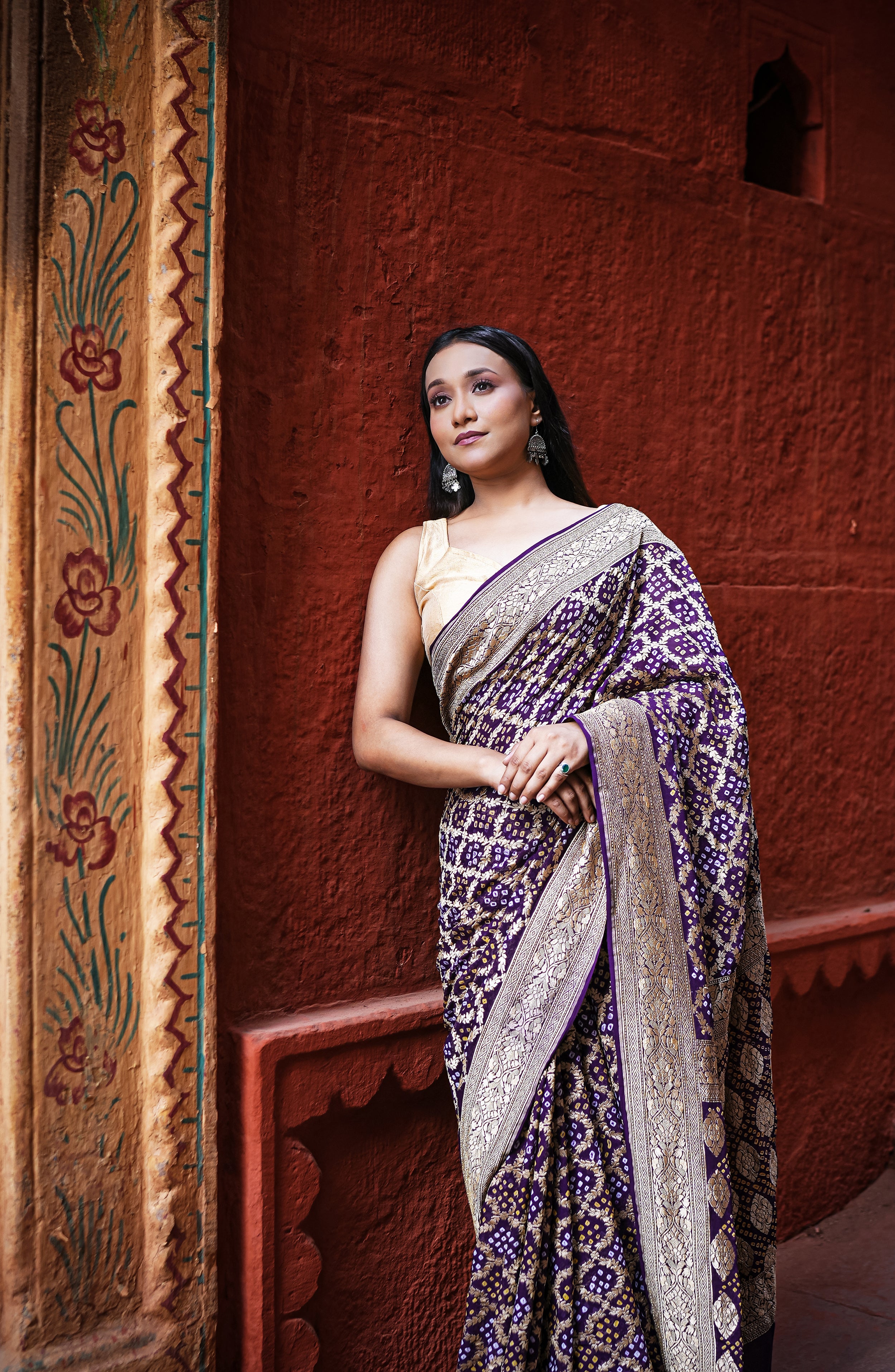 Khaddi Georgette Bandhini Saree