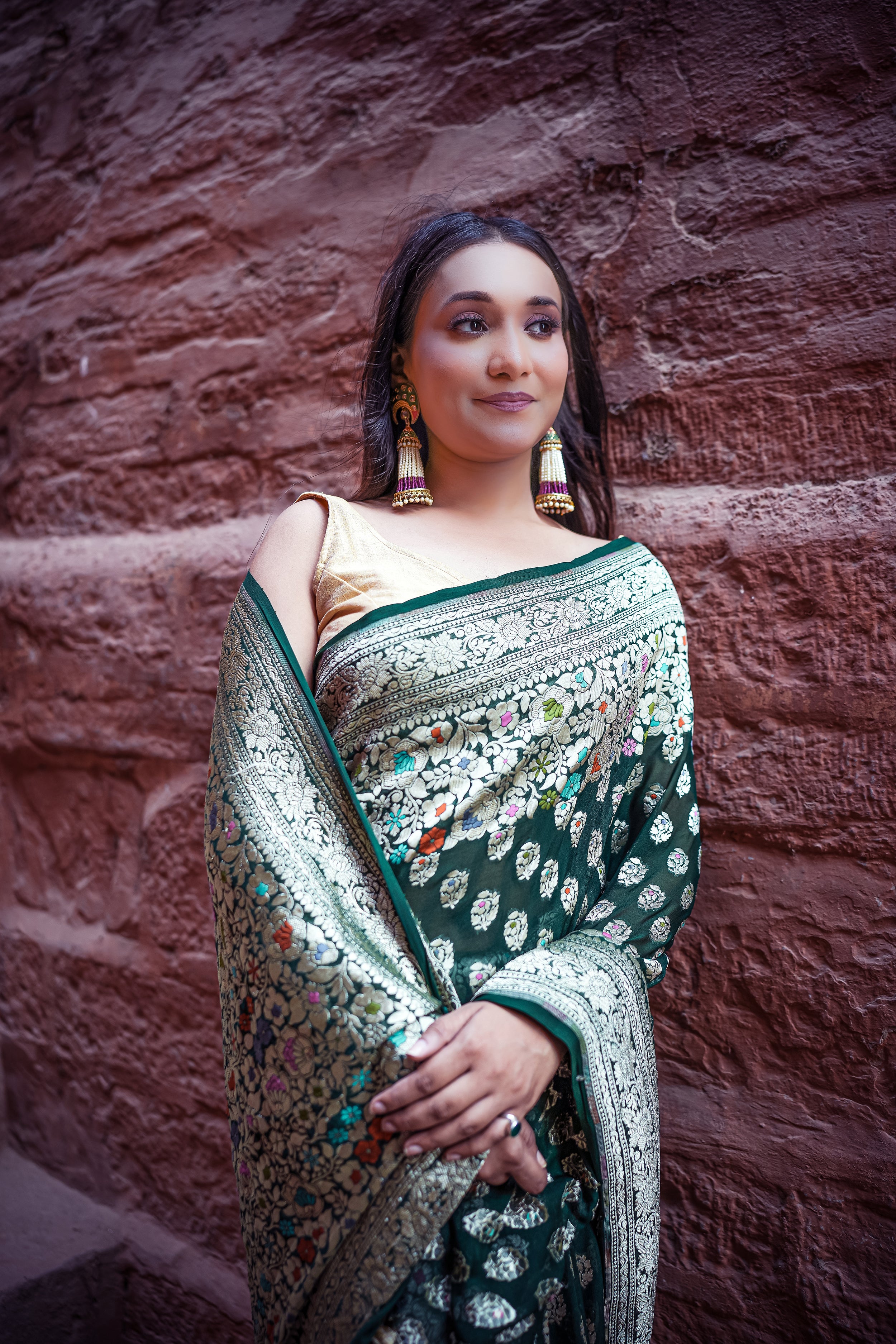 Khaddi Georgette Meenakari Saree