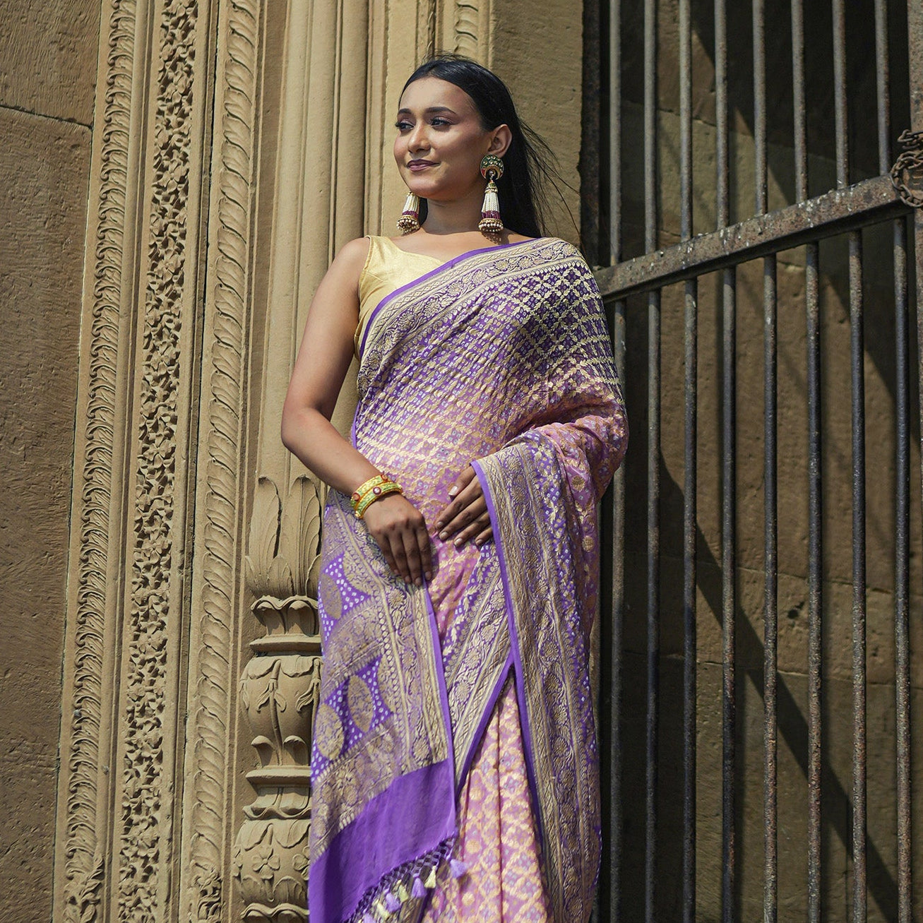 Khaddi Georgette Bandhini Saree