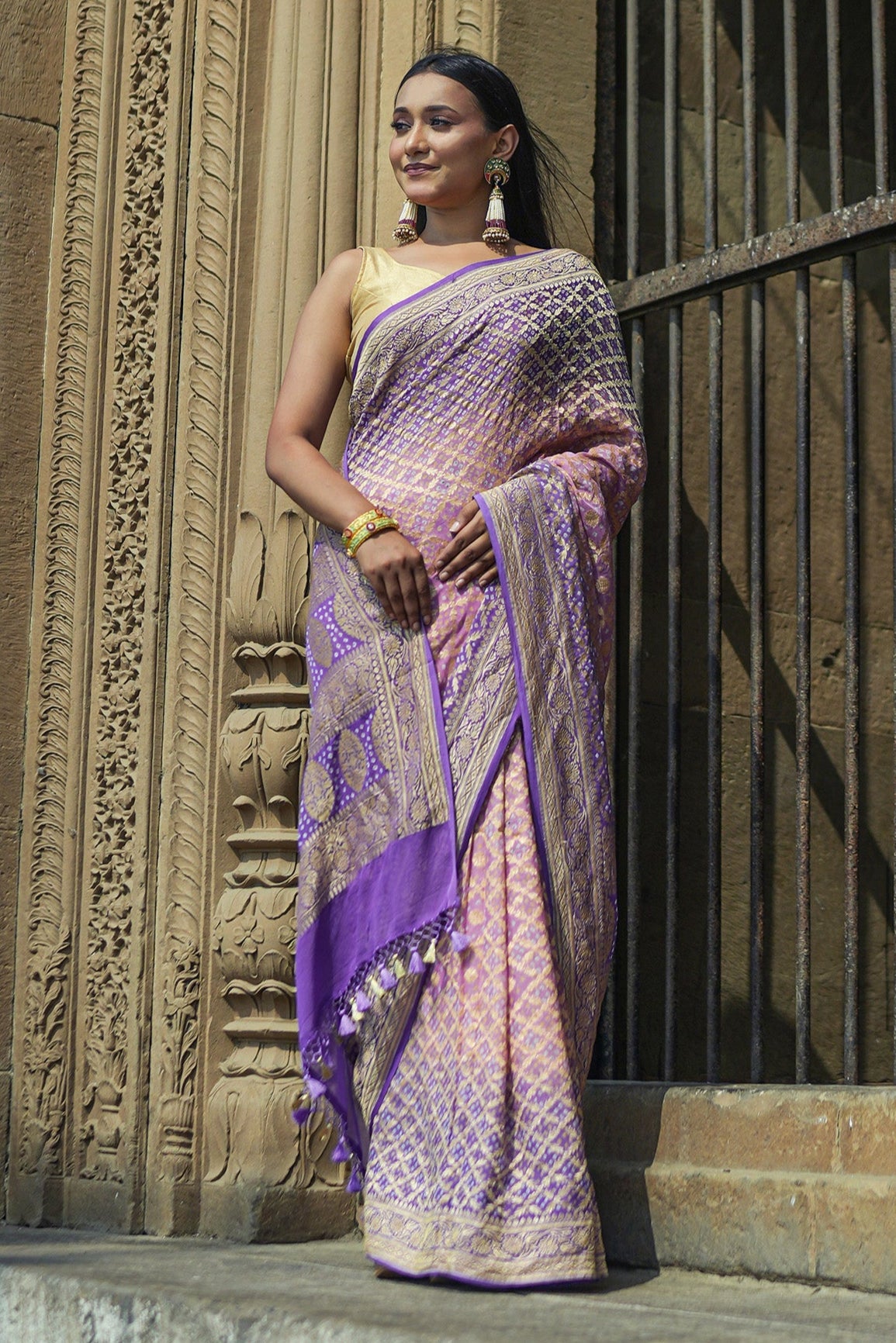 Khaddi Georgette Bandhini Saree