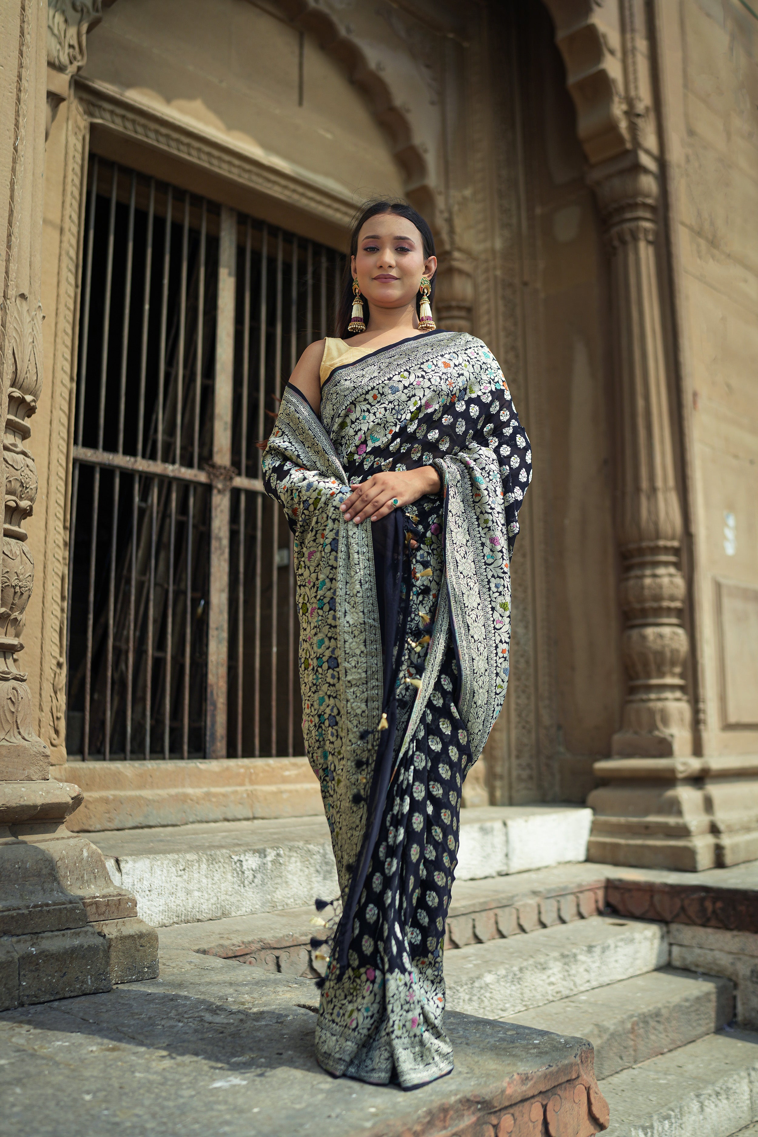 Khaddi Georgette Meenakari Saree