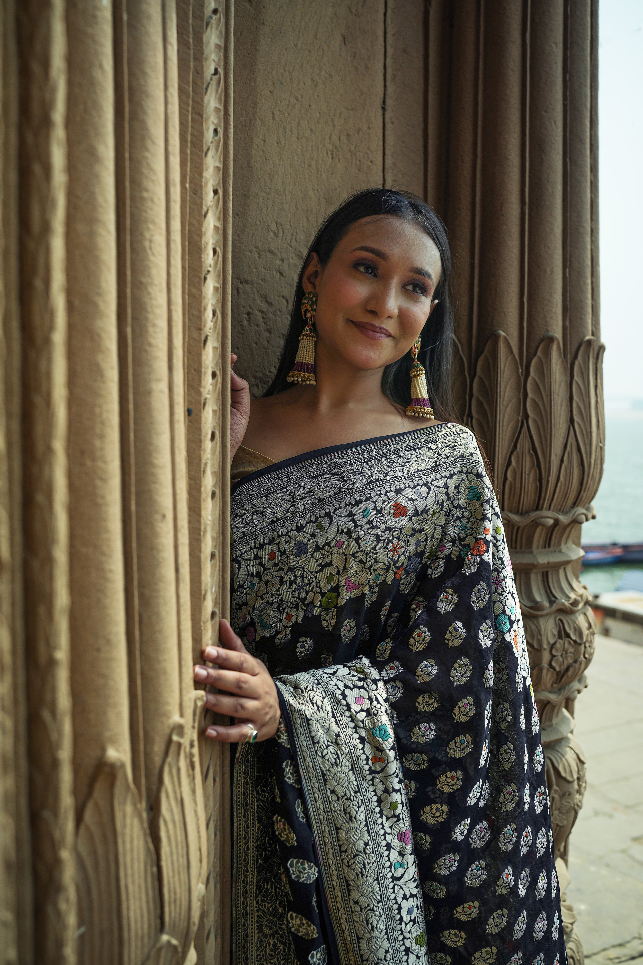 Khaddi Georgette Meenakari Saree