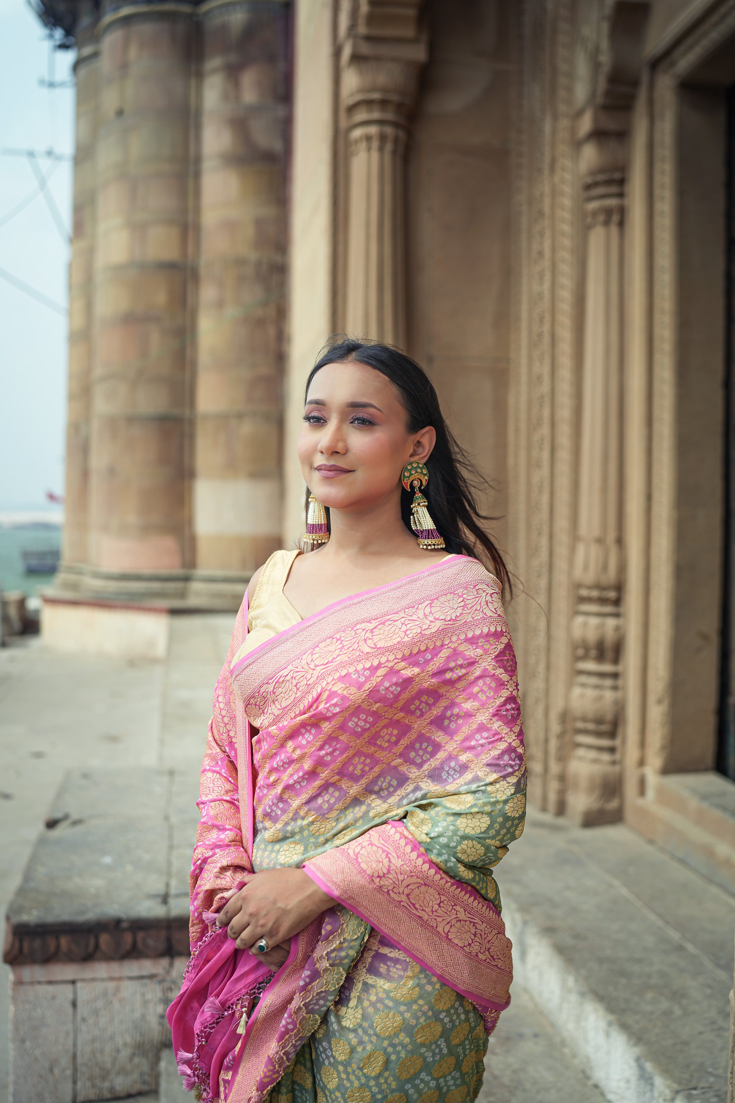 Khaddi Georgette Bandhini Saree