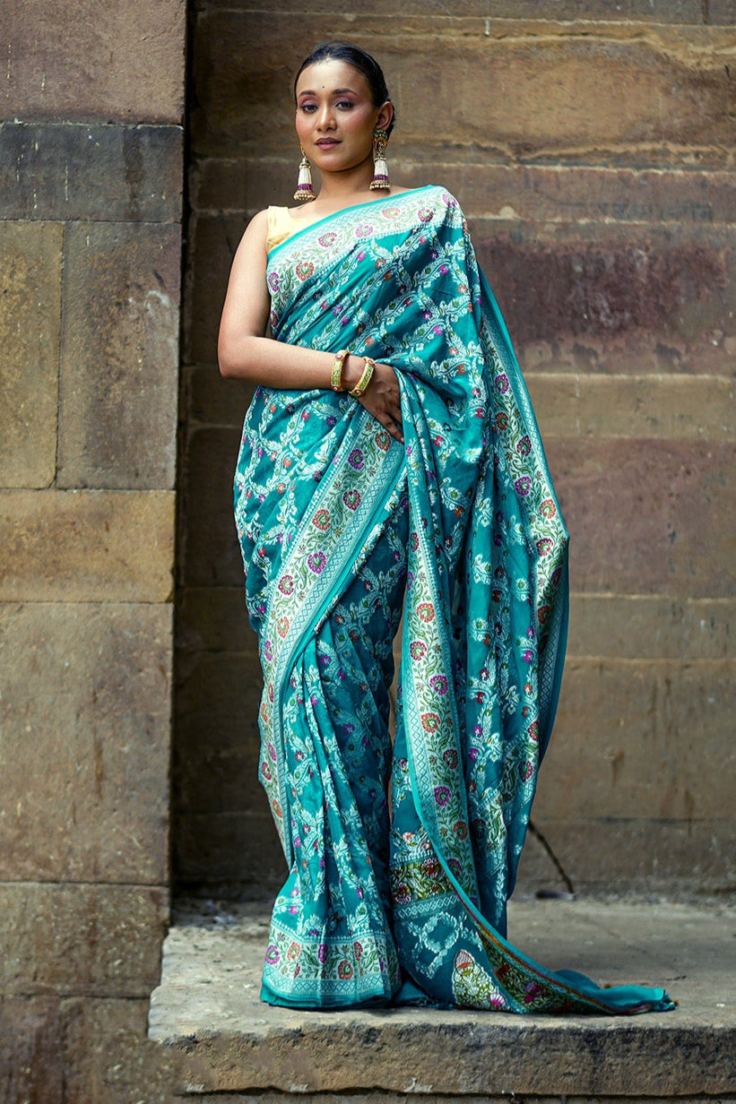 Khaddi Georgette Tilfi Meenakari Saree