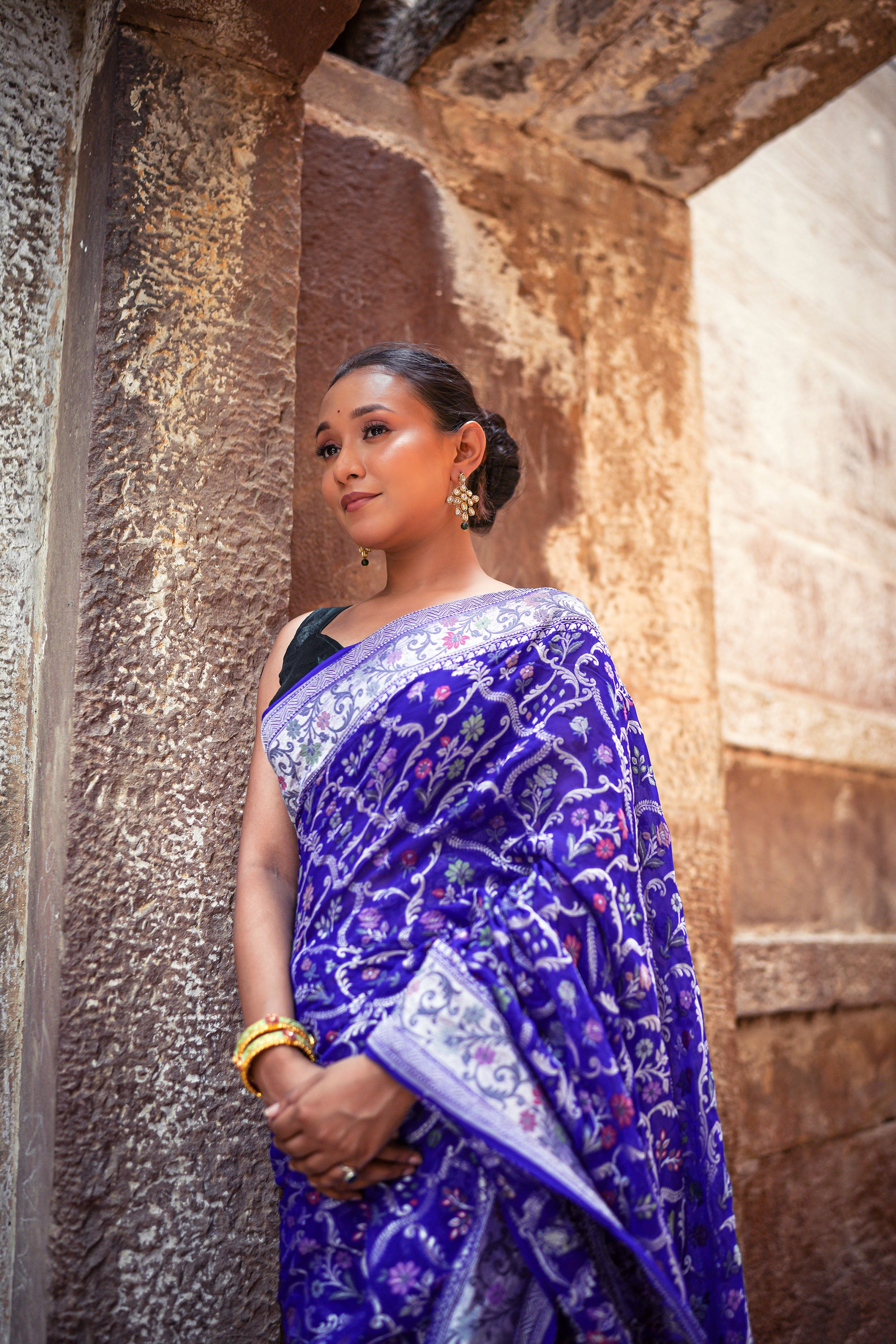 Khaddi Georgette Tilfi Meenakari Saree