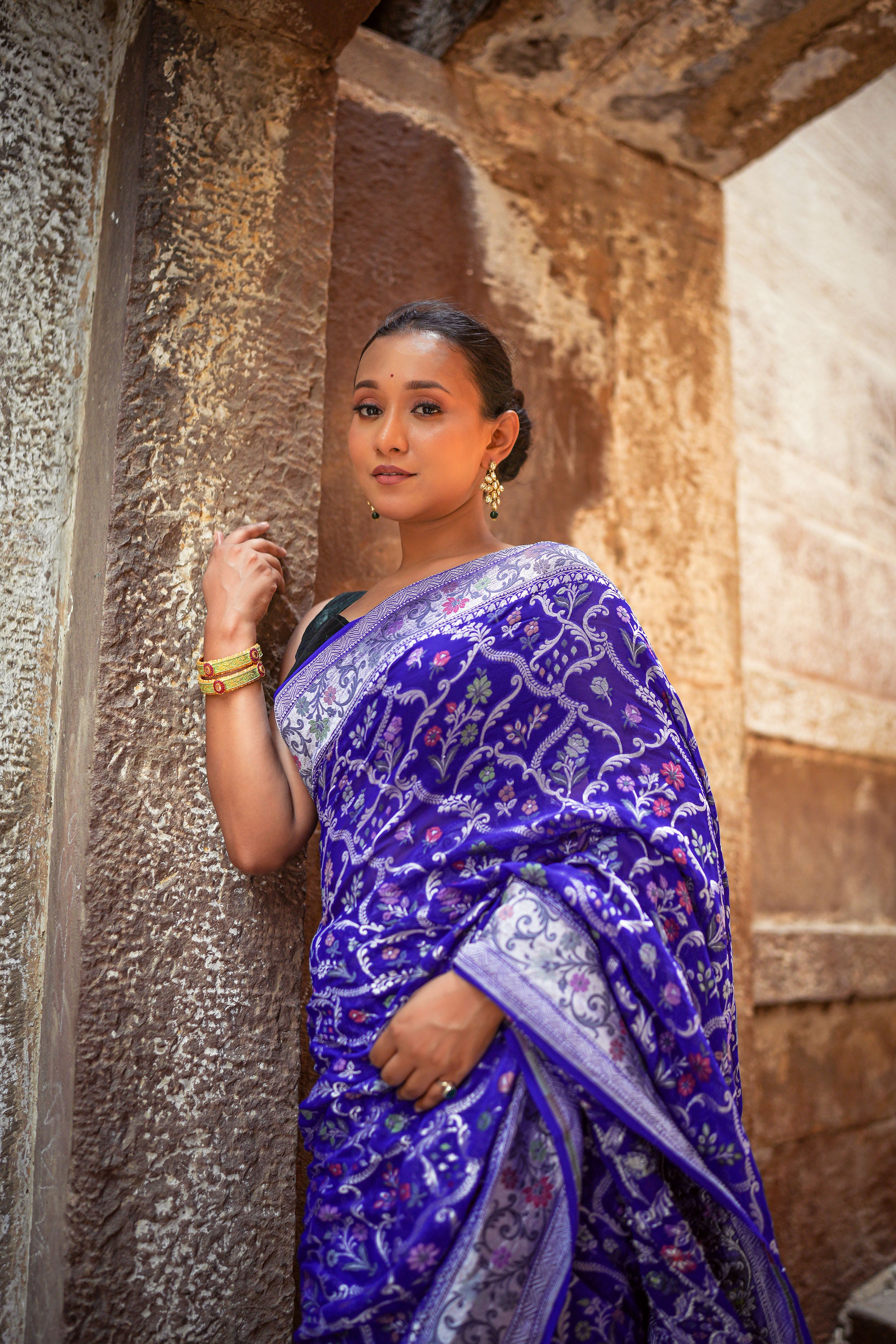 Khaddi Georgette Tilfi Meenakari Saree