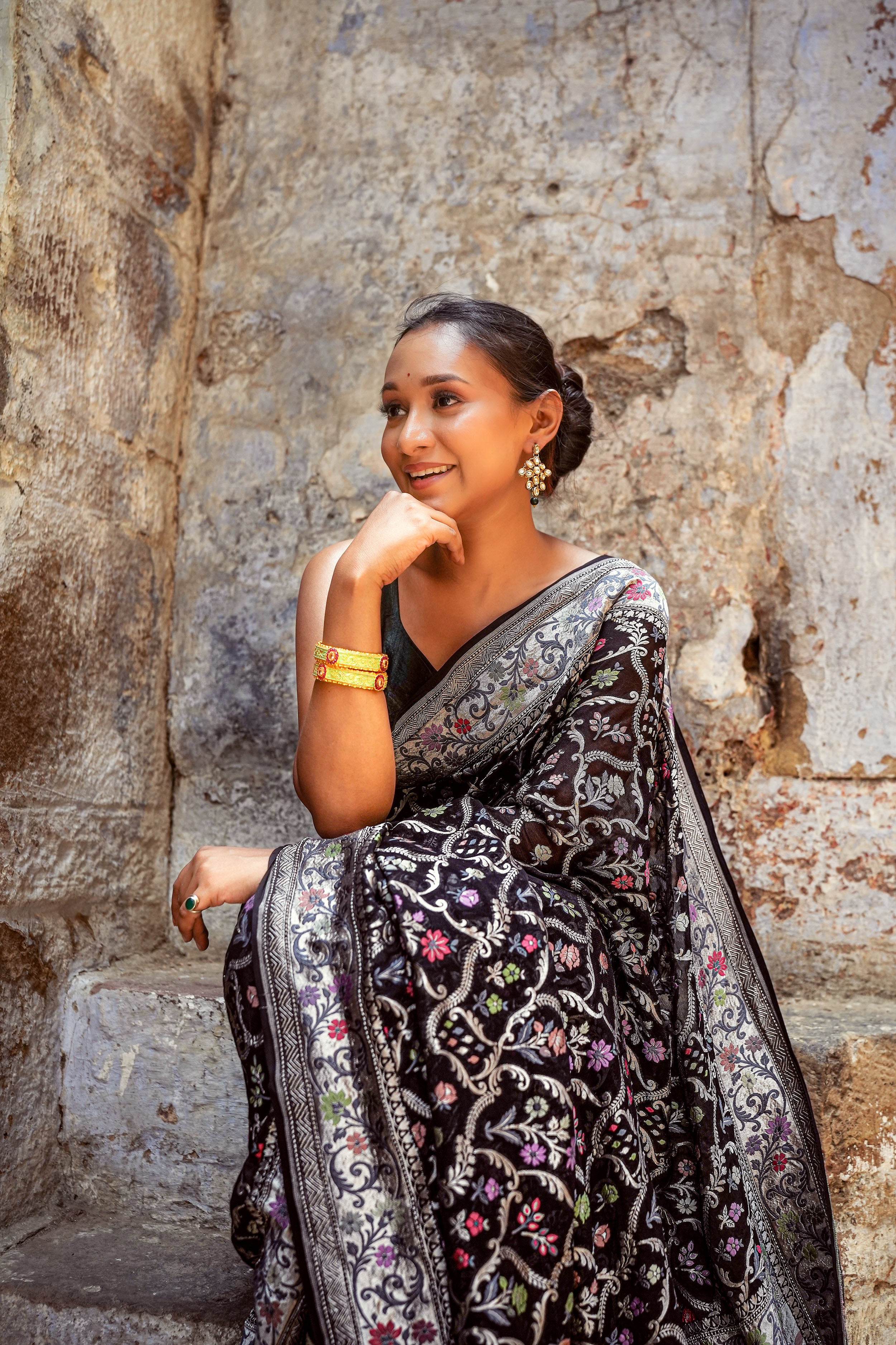 Khaddi Georgette Tilfi Meenakari Saree