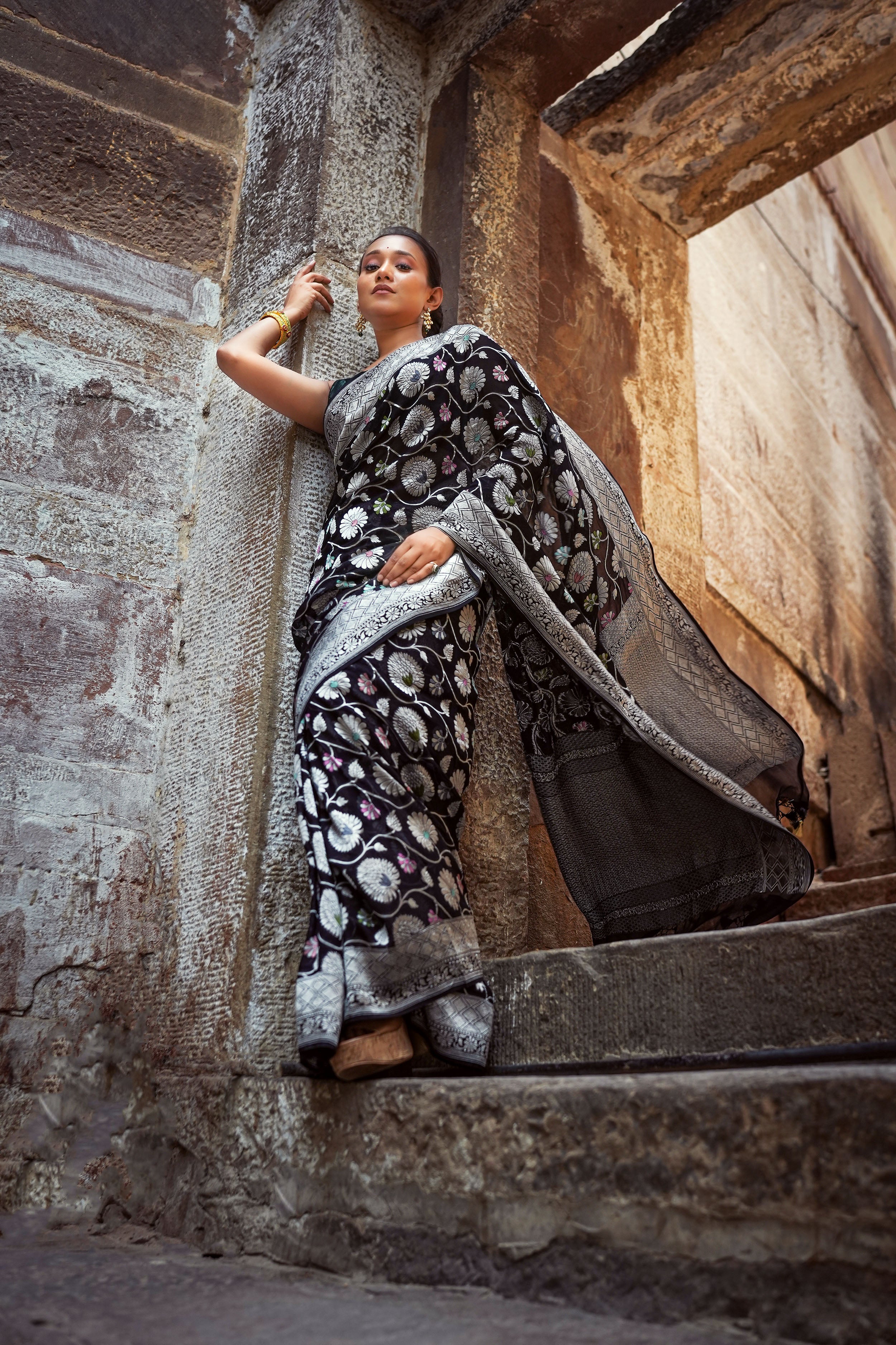 Khaddi Georgette Meenakari Saree