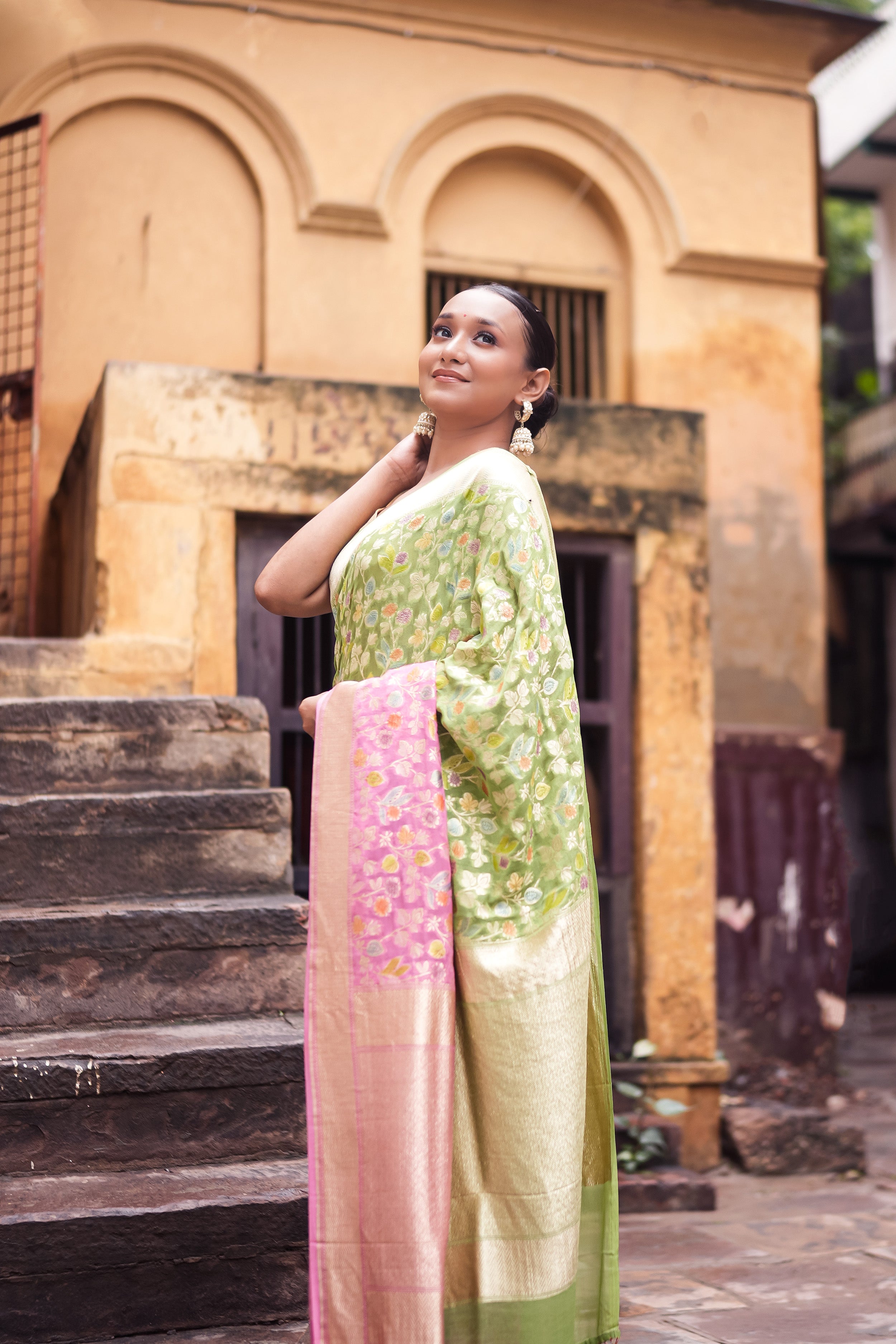 Khaddi Georgette Meenakari Saree