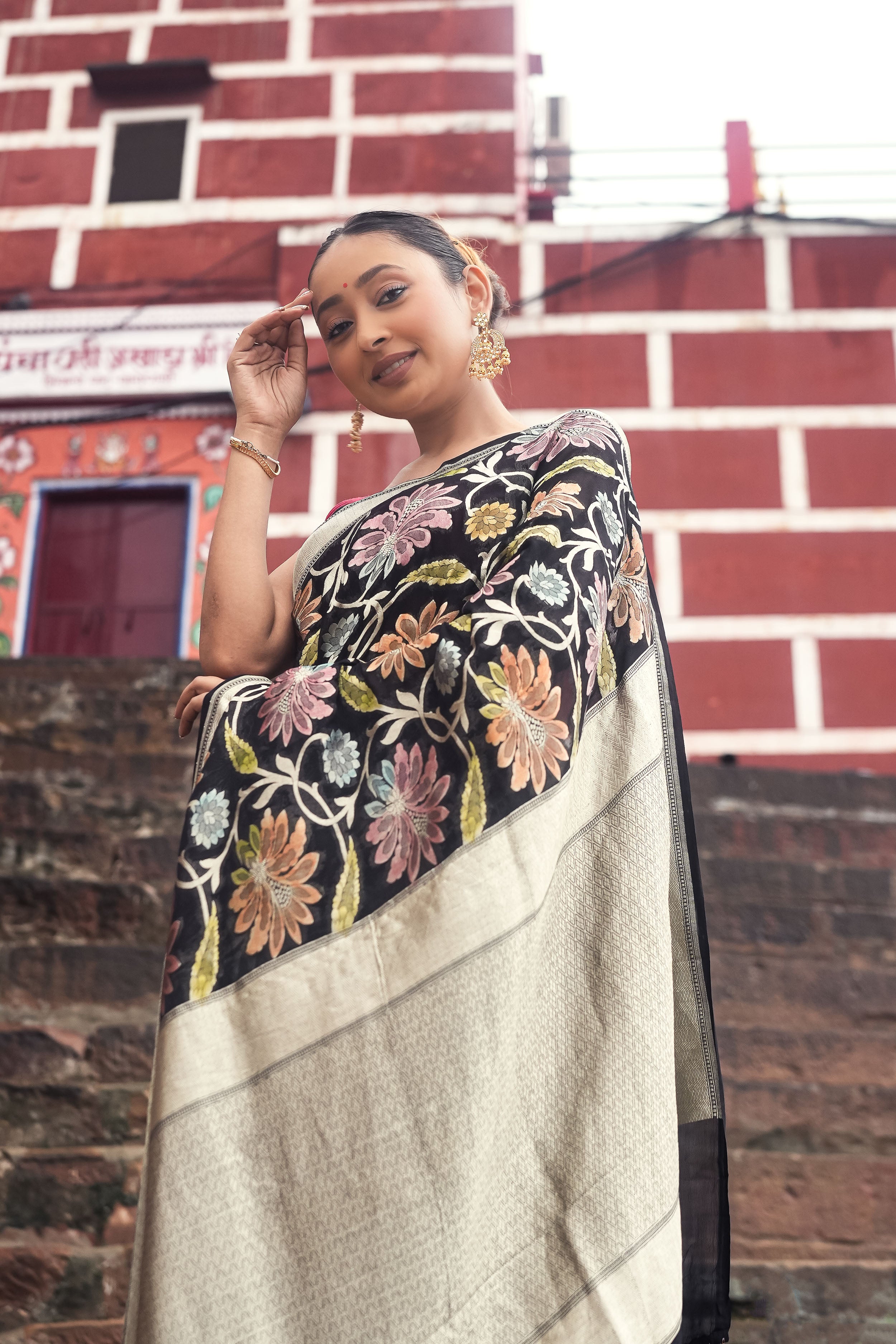 Khaddi Georgette Meenakari Saree