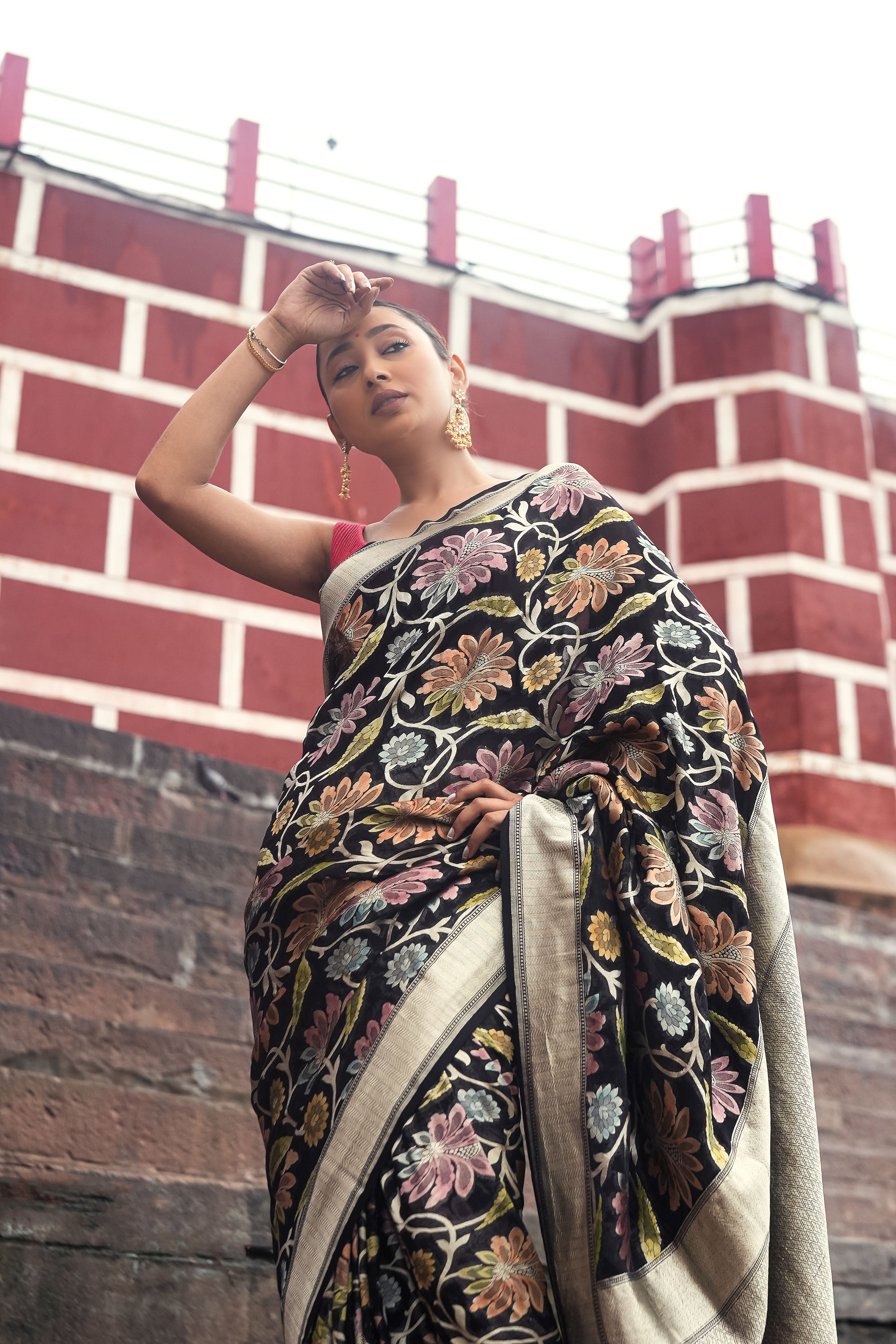 Khaddi Georgette Meenakari Saree