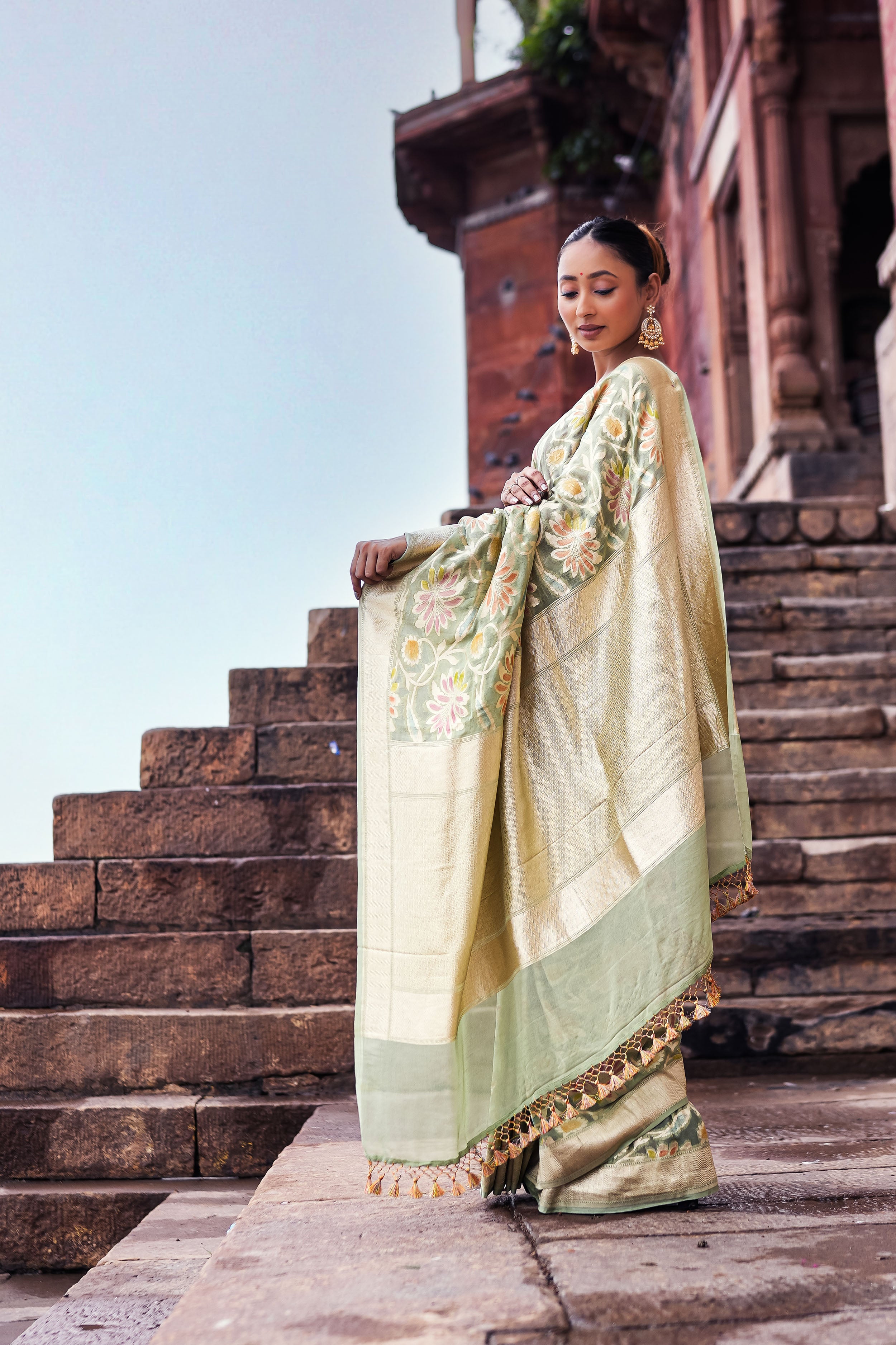 Khaddi Georgette Meenakari Saree