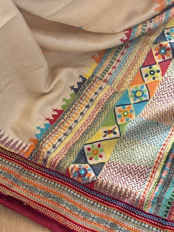 Lambani Hand Embroidered Vidharba Tussar Saree