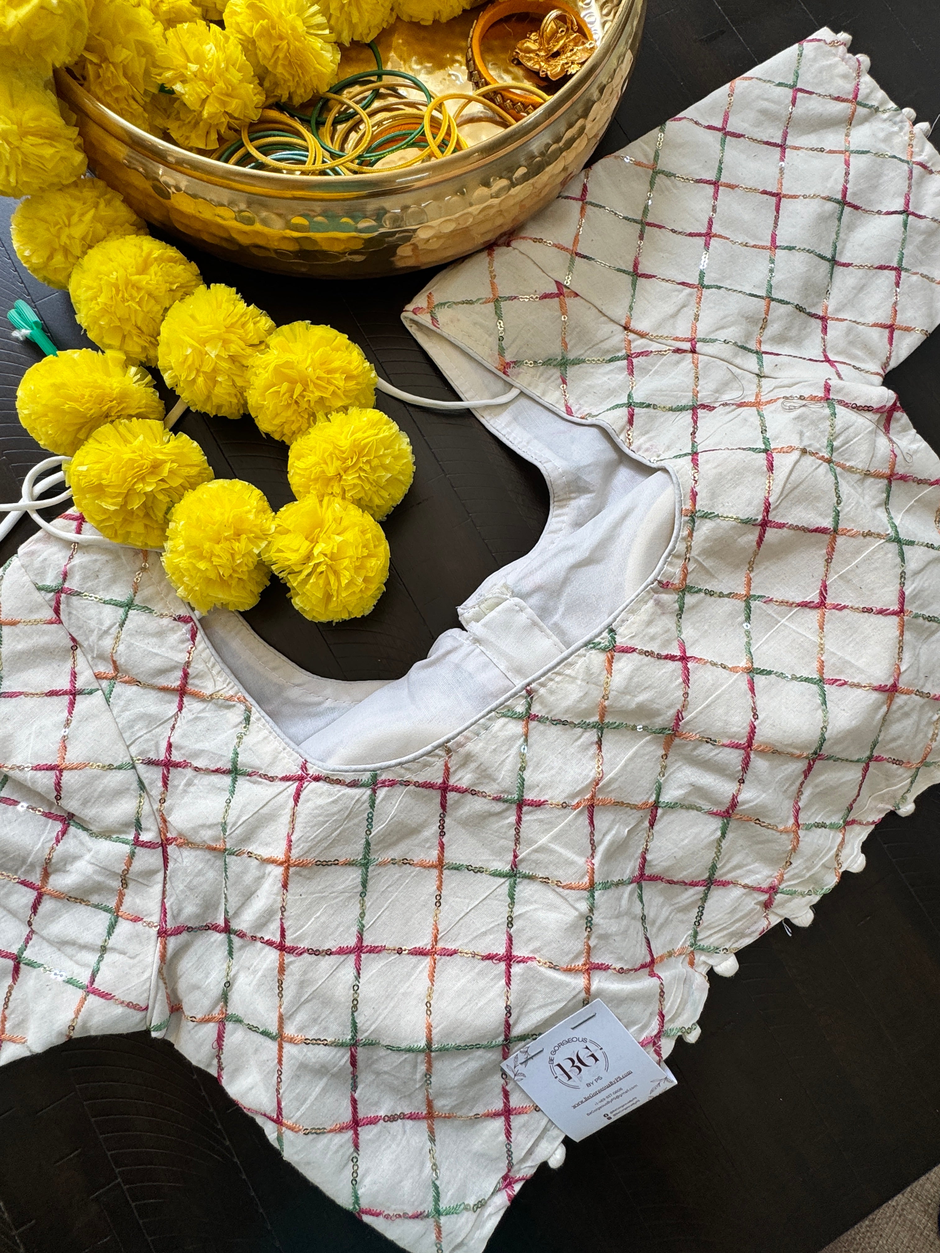 Readymade Padded Cotton front hooks blouse with sleeves