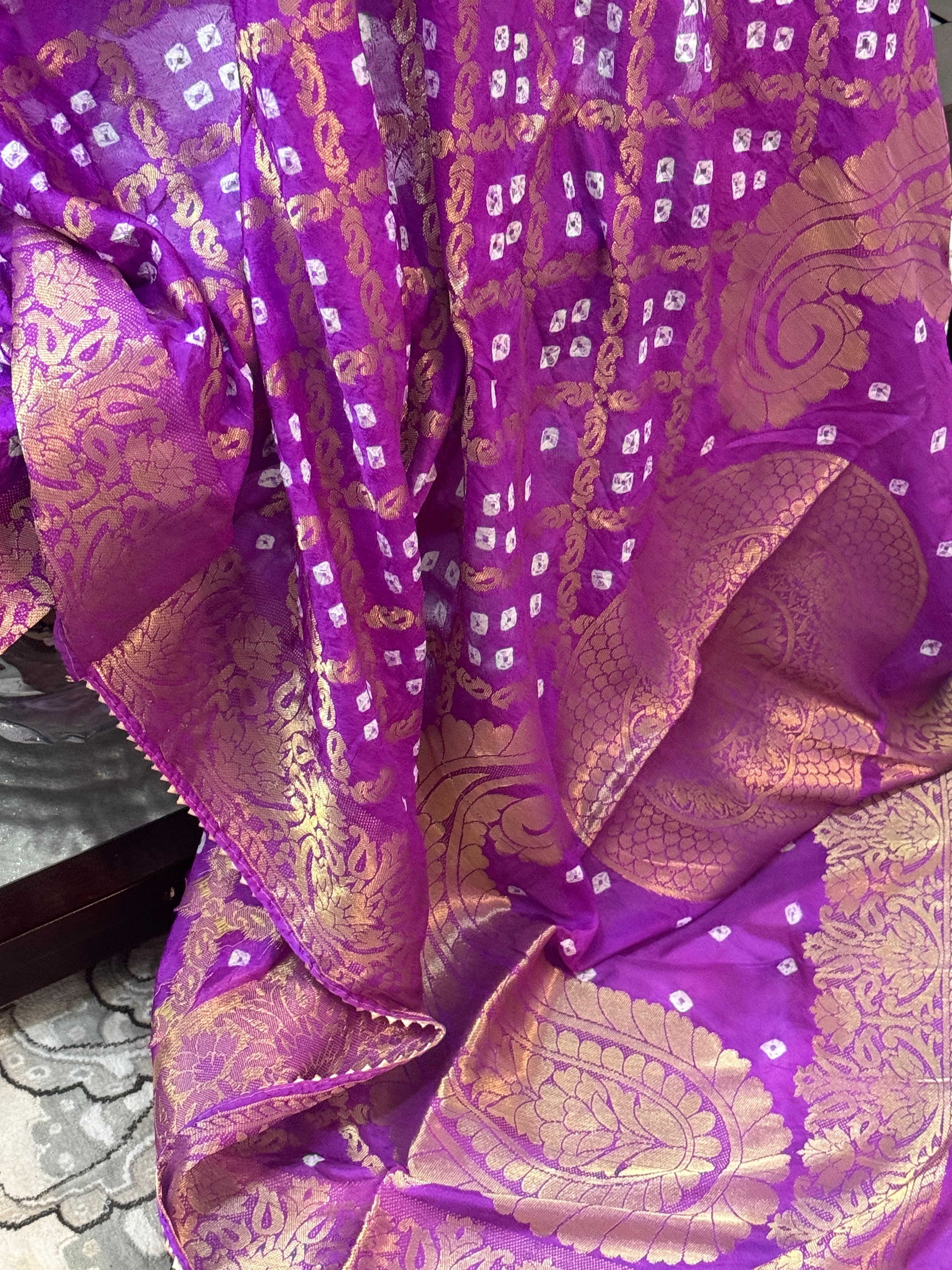 Silk Gharchola dupatta - purple