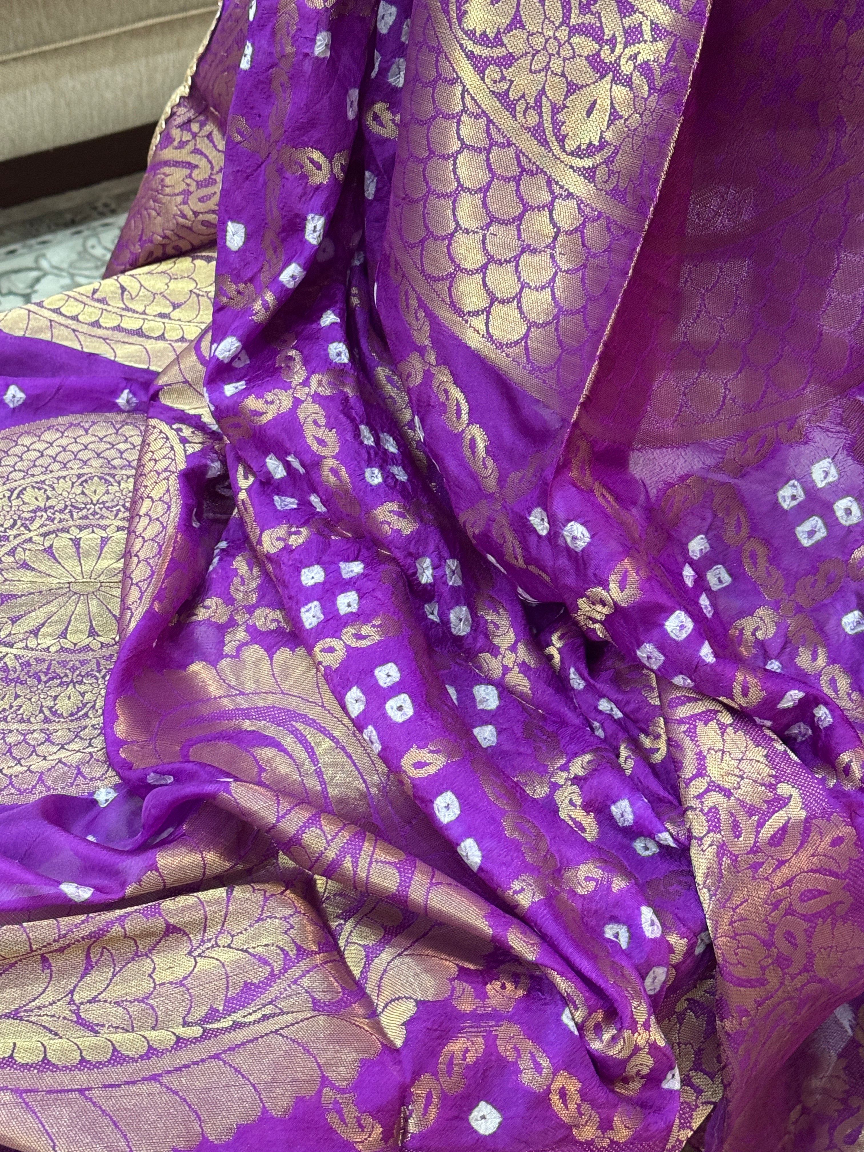Silk Gharchola dupatta - purple
