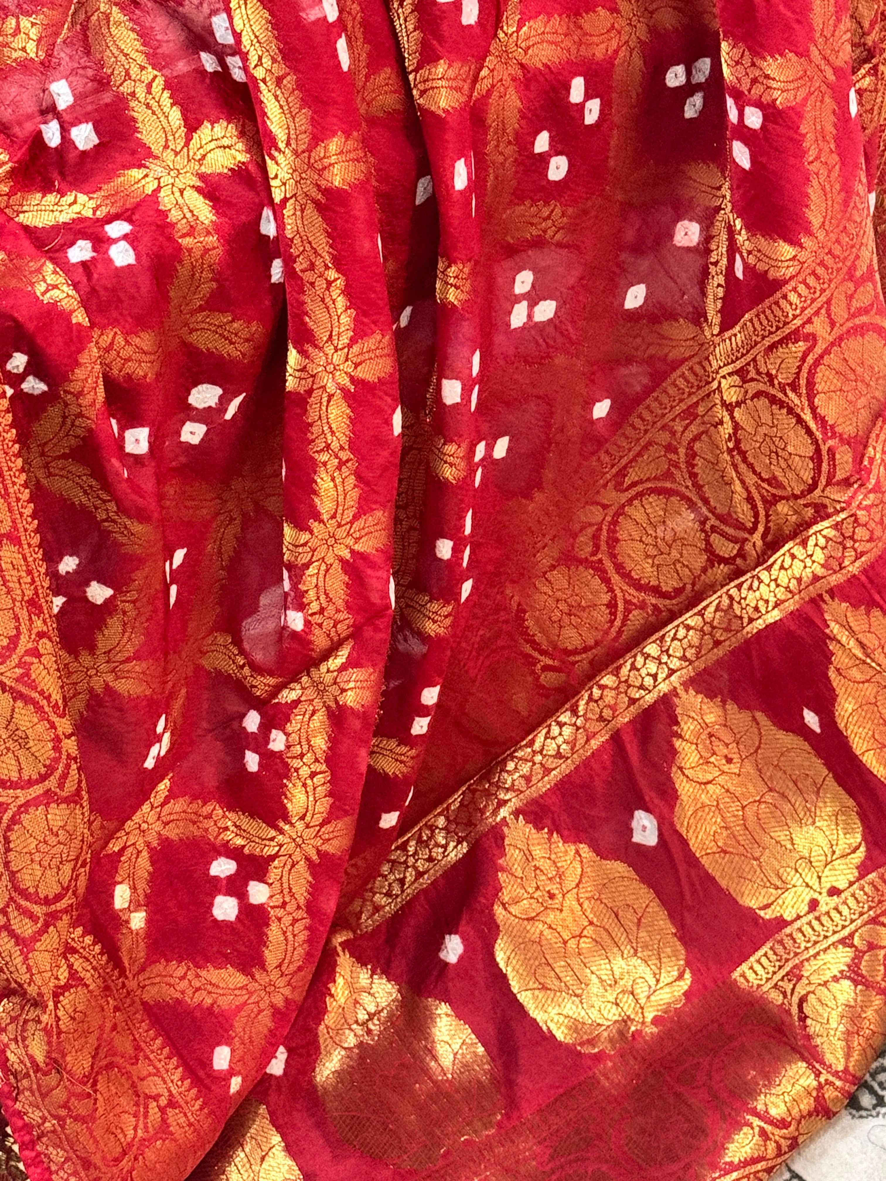 Silk Gharchola dupatta - red