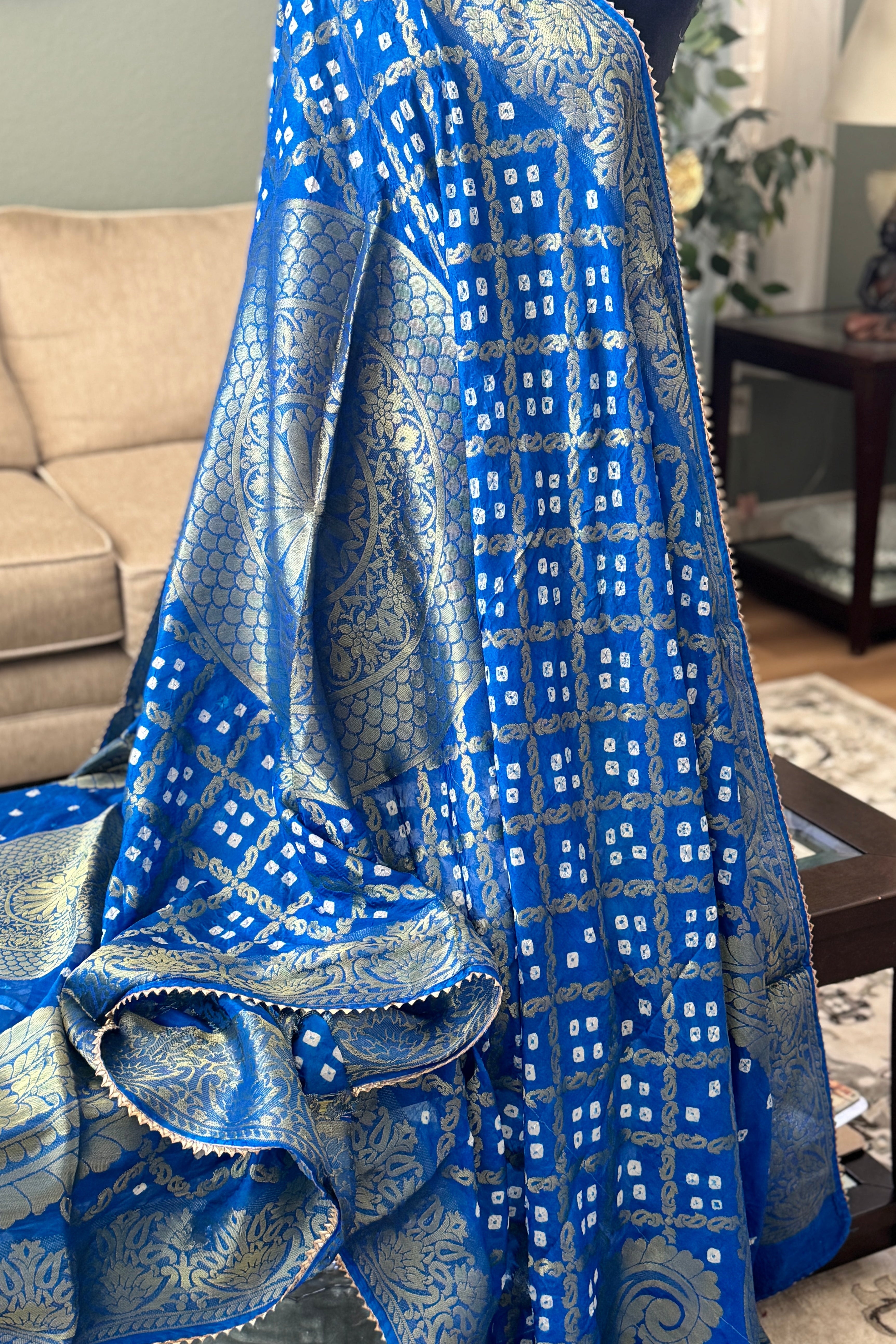 Silk Gharchola dupatta - blue