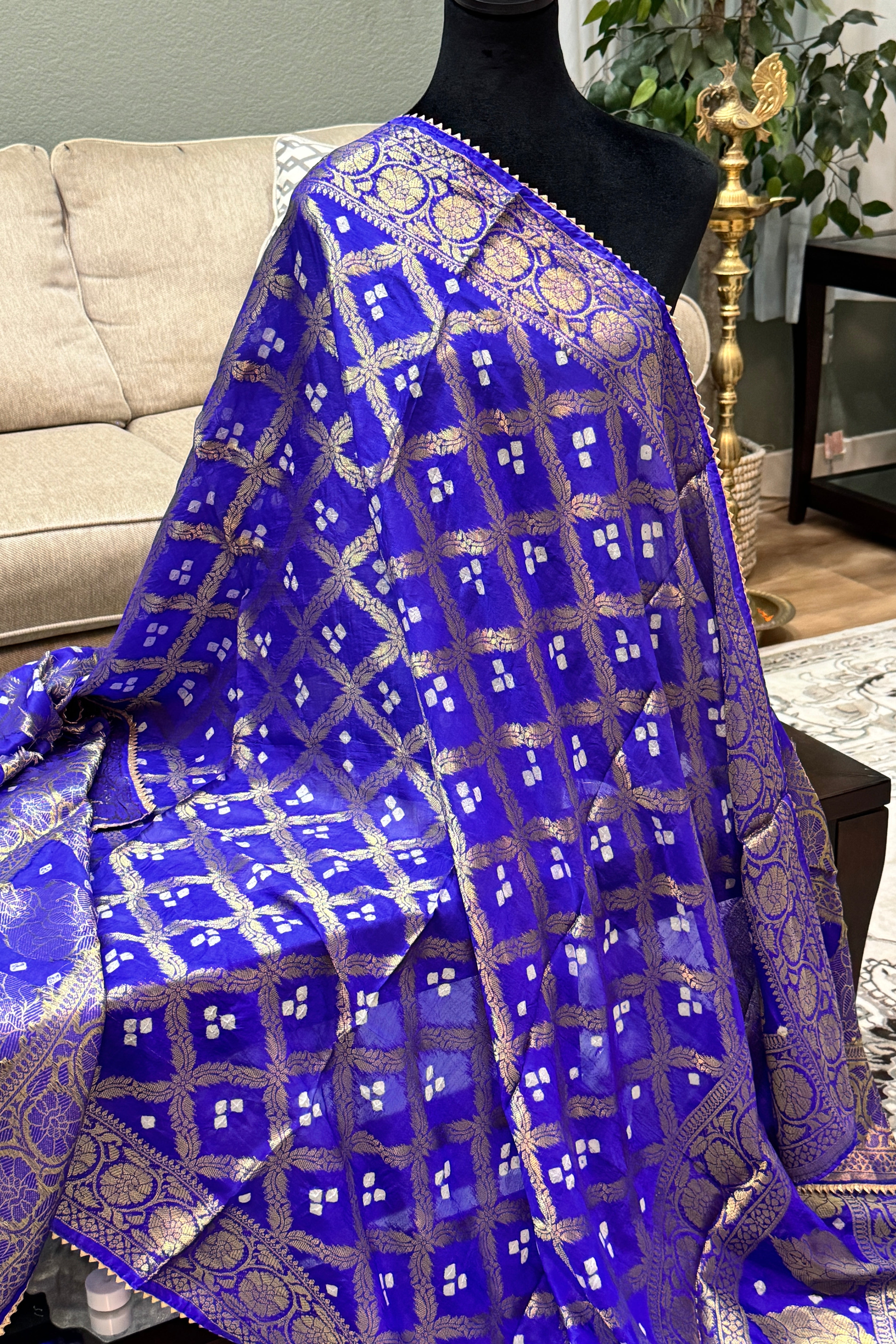 Silk Gharchola dupatta - royal blue