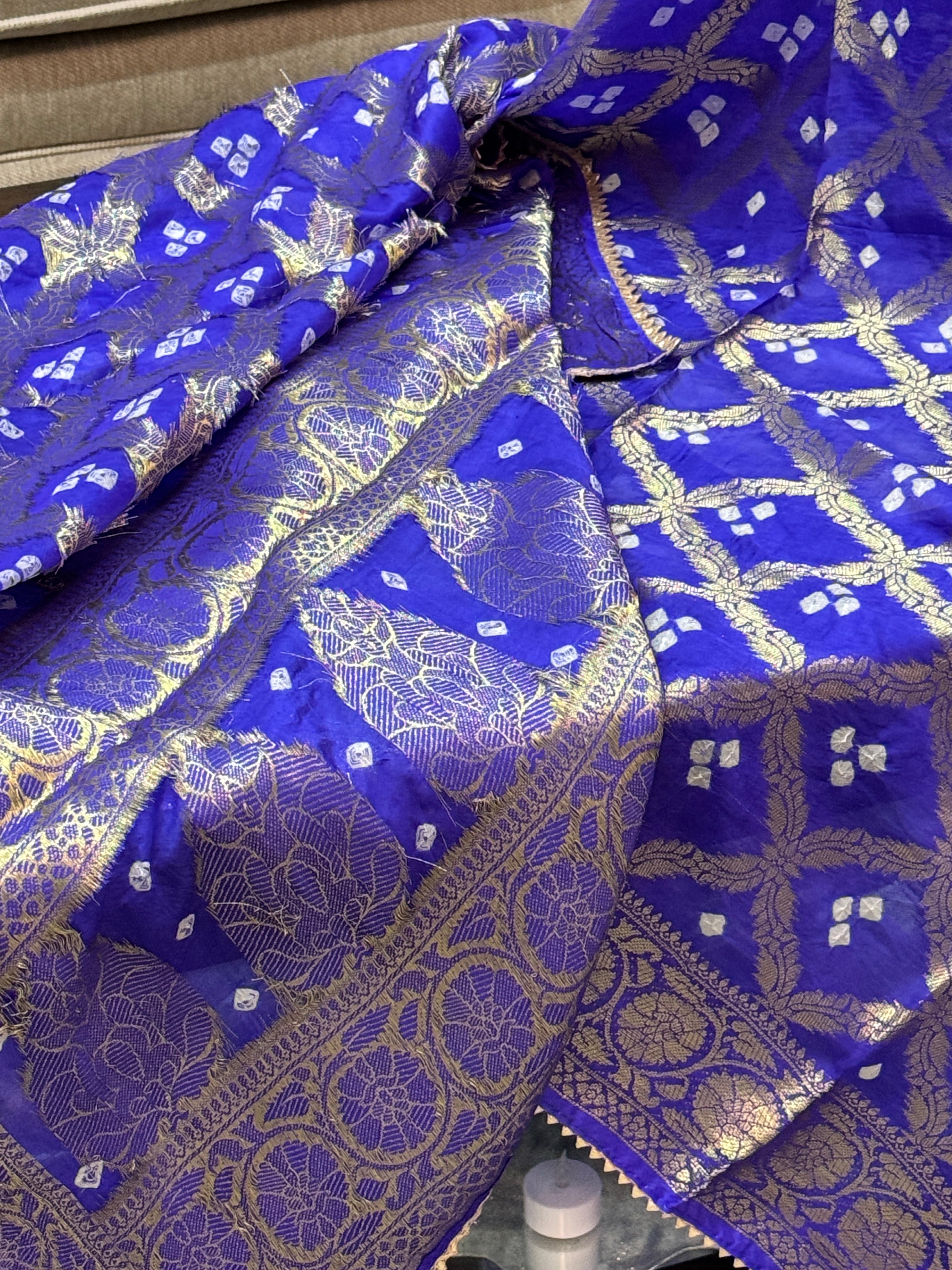 Silk Gharchola dupatta - royal blue