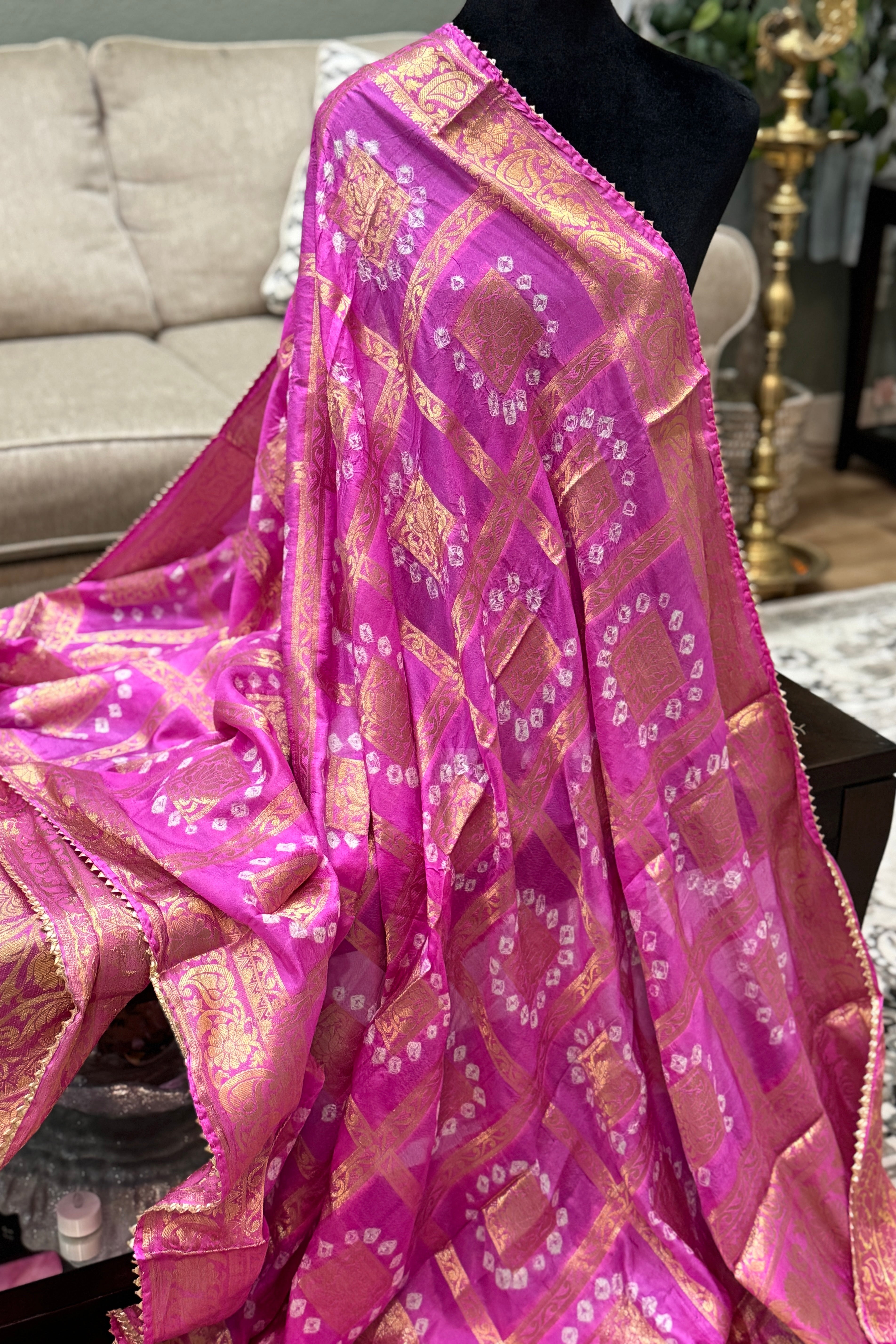Silk Gharchola dupatta - light pink