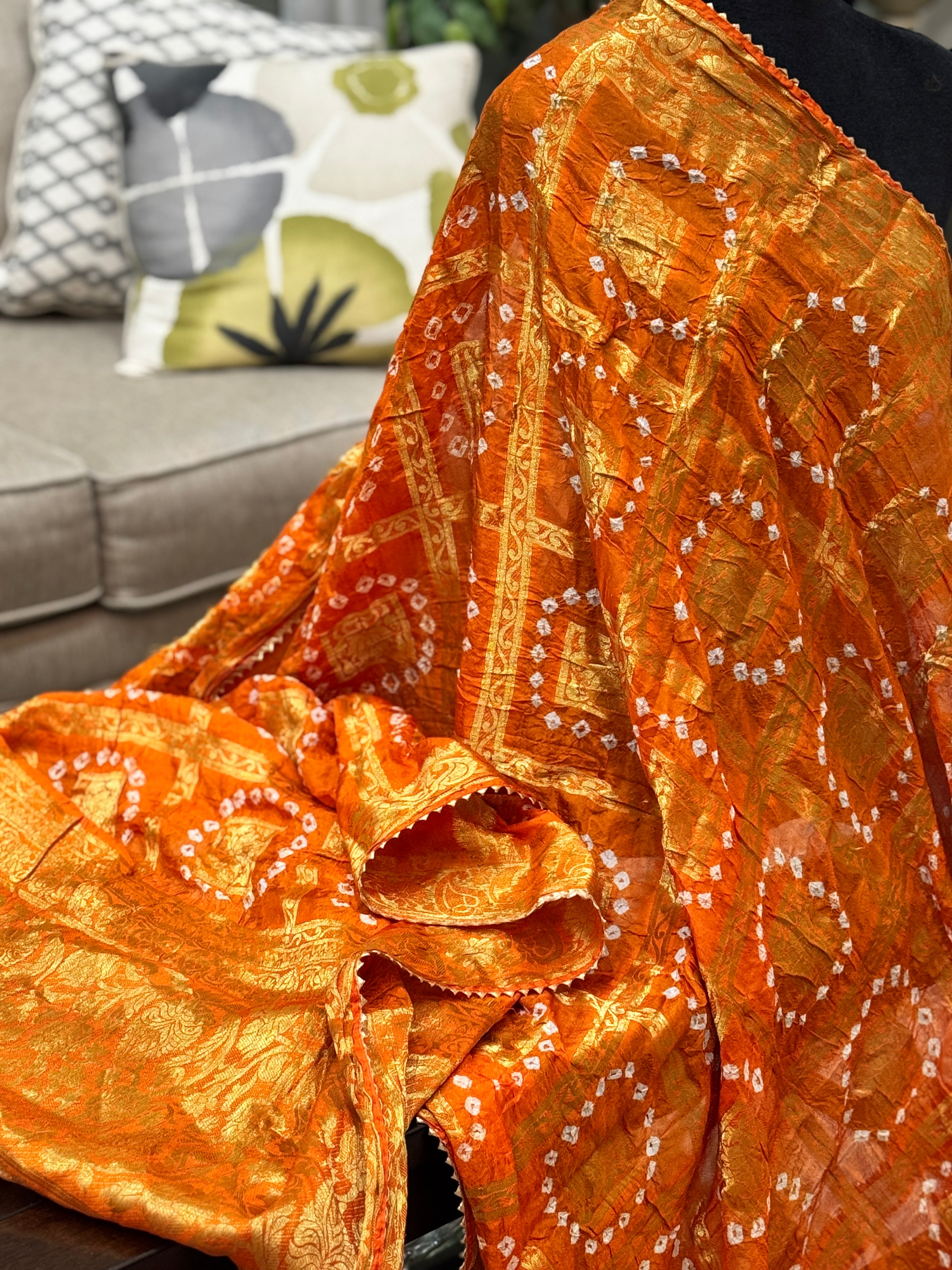 Silk Gharchola dupatta - orange