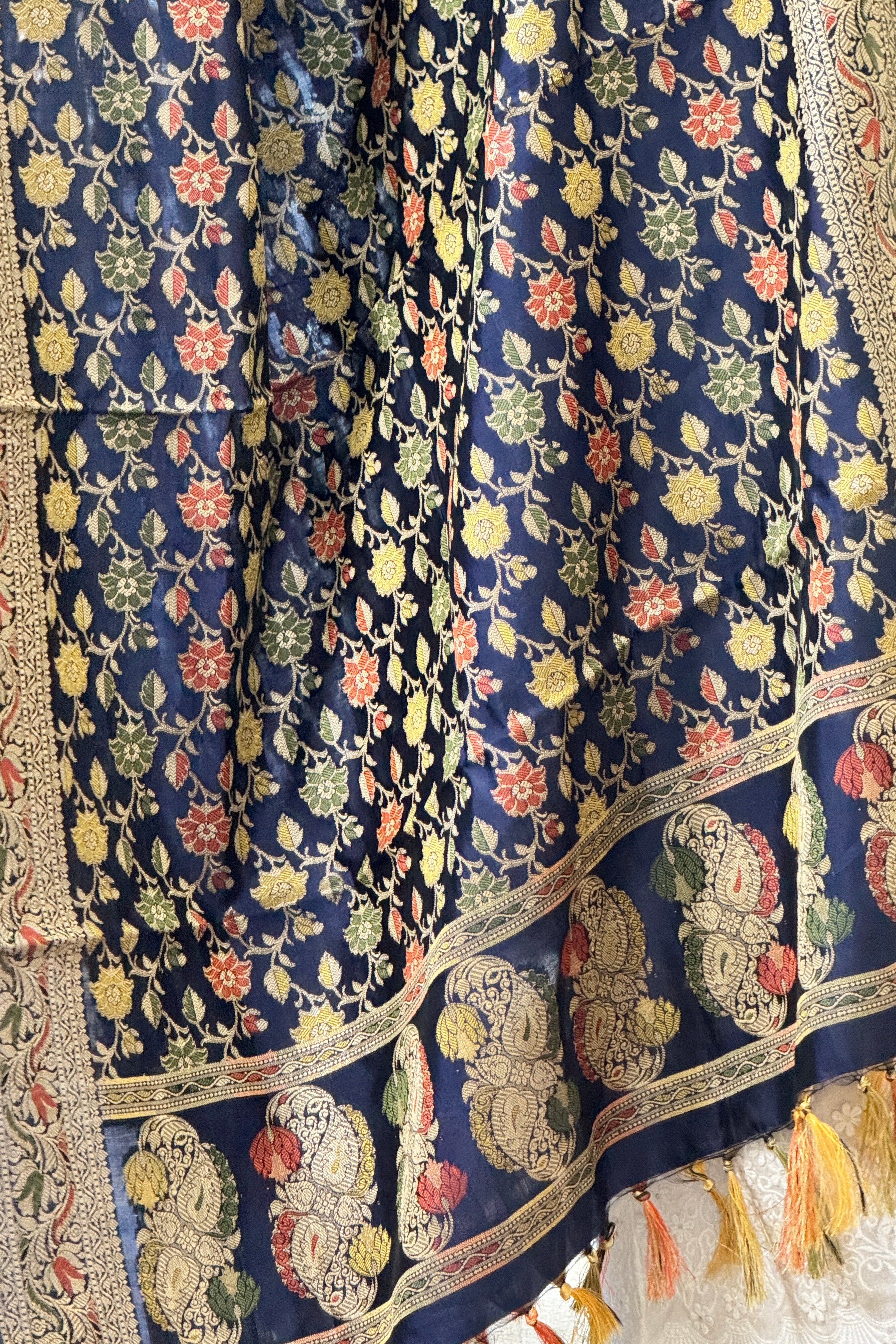 Banarasi Jama Work dupatta - navy
