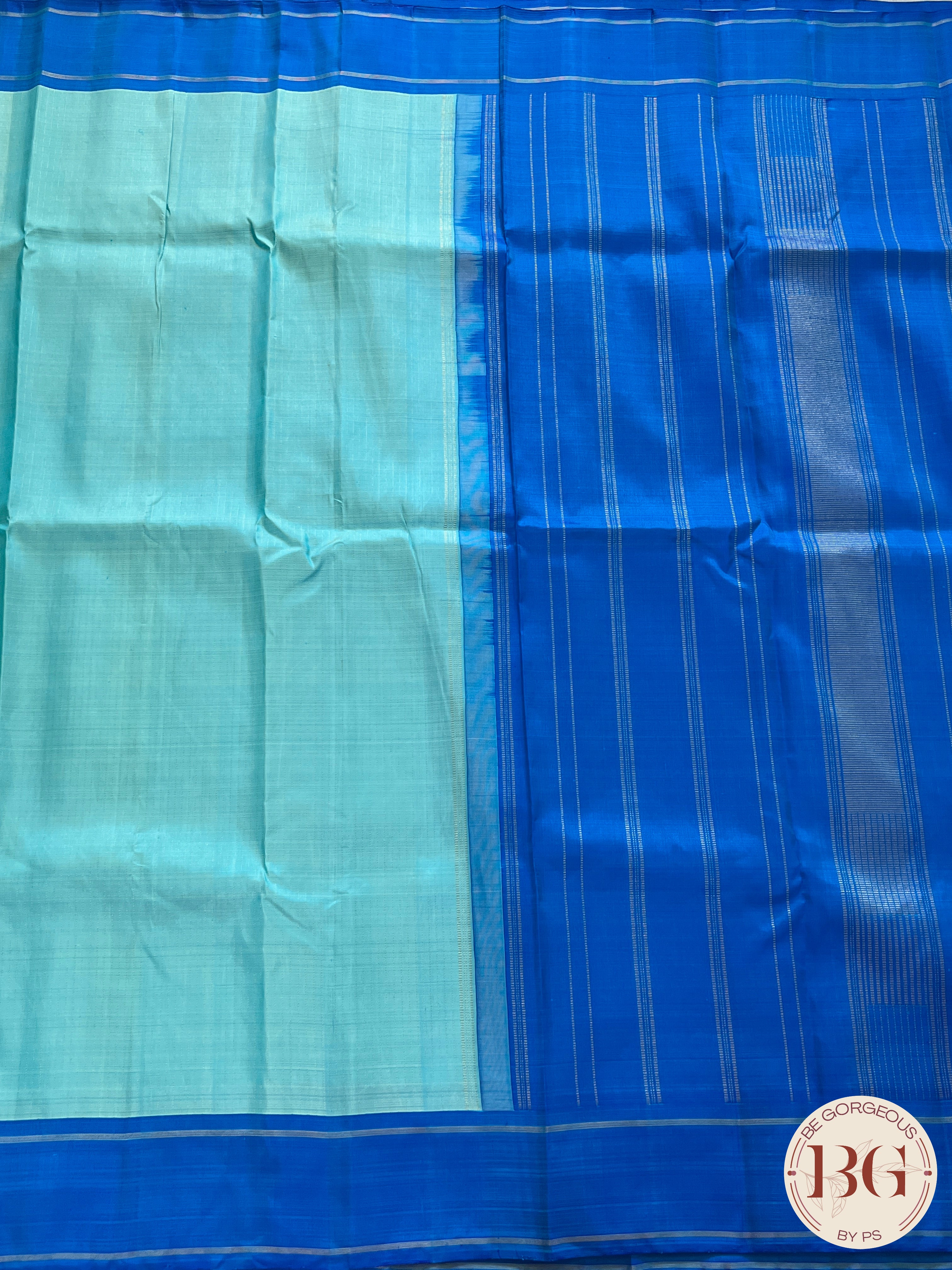 Pure Kanjeevaram Silk Handloom saree color - sky blue dark blue