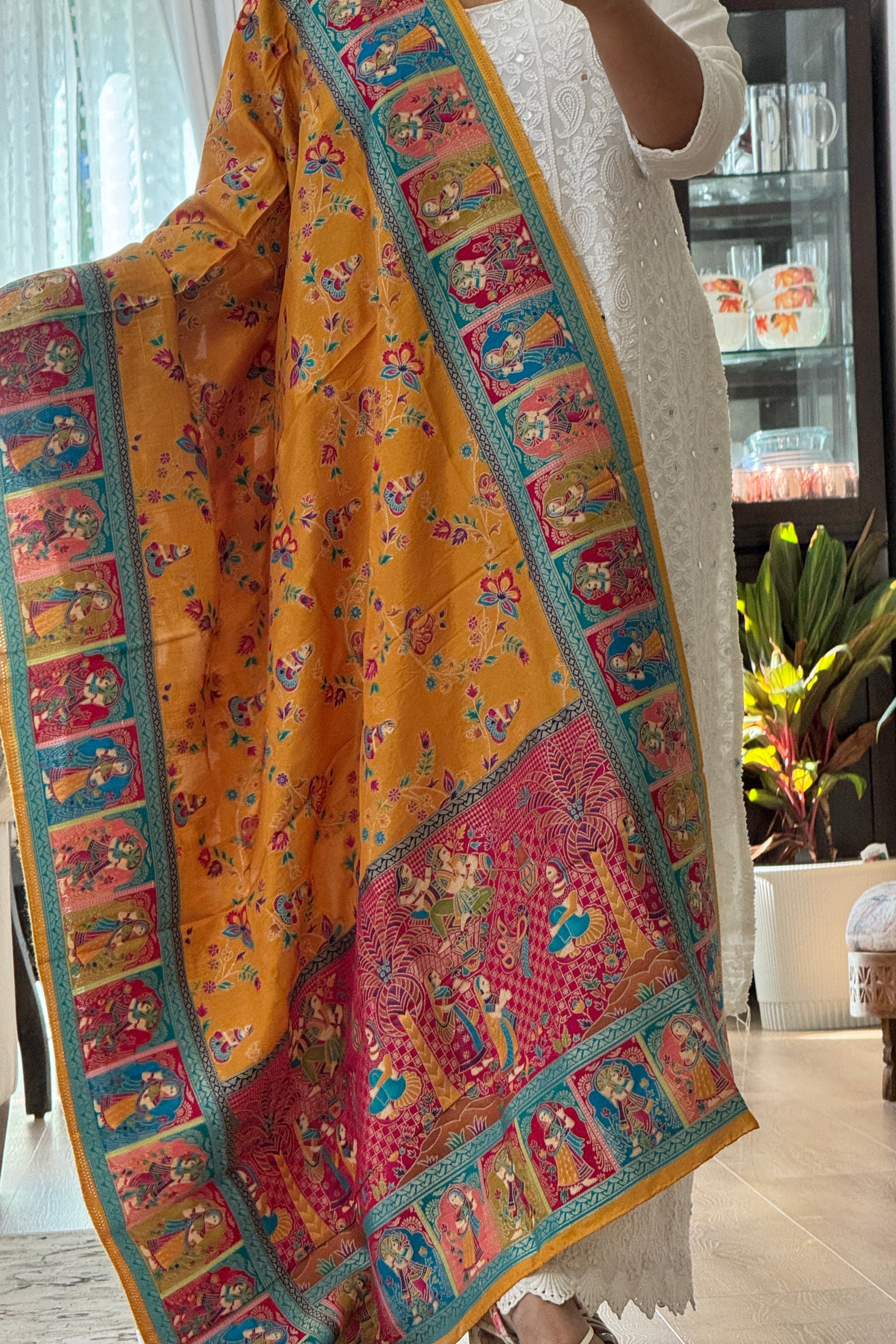 Dola Silk Raja Rani dupatta - mustard