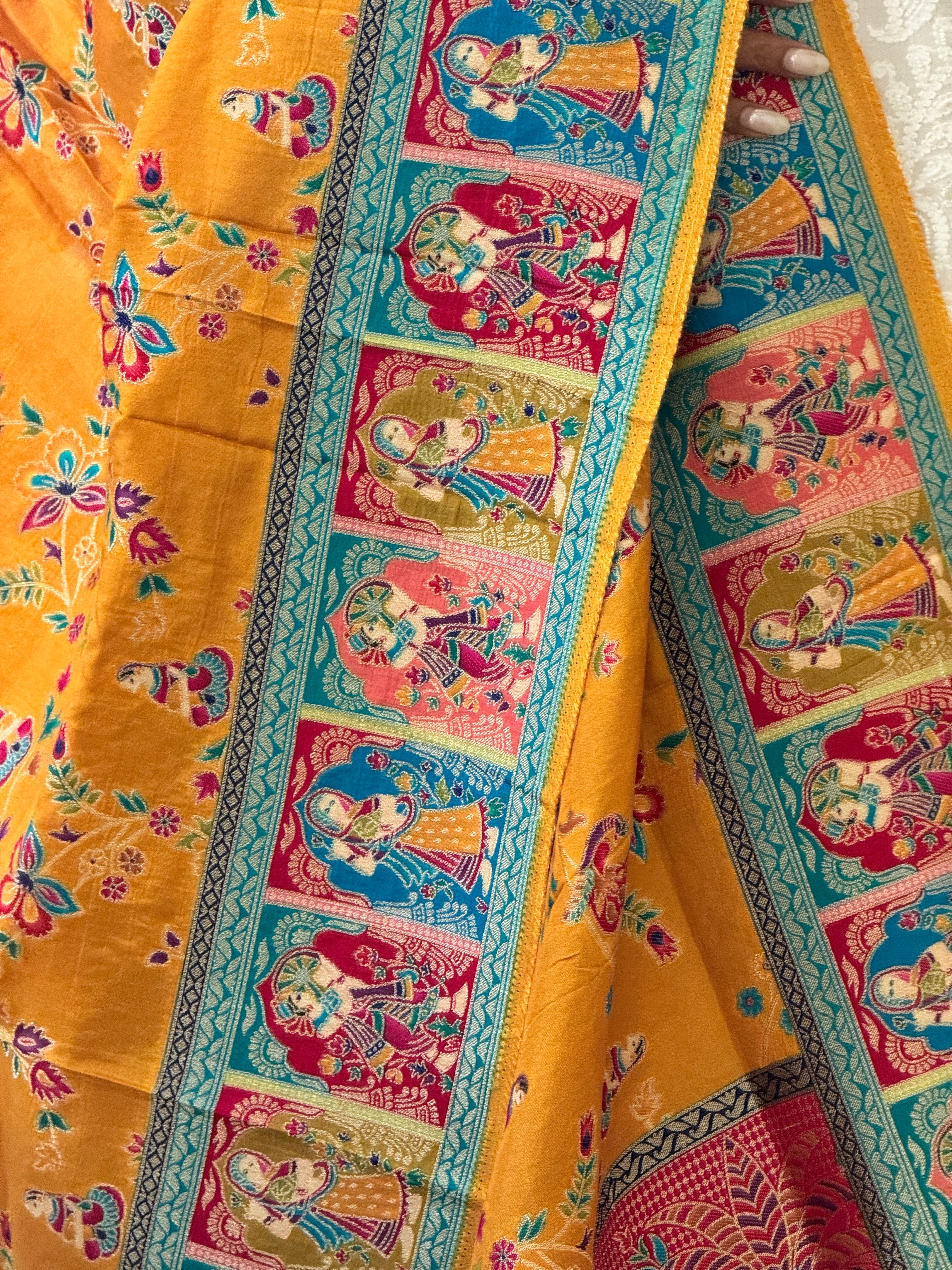 Dola Silk Raja Rani dupatta - mustard