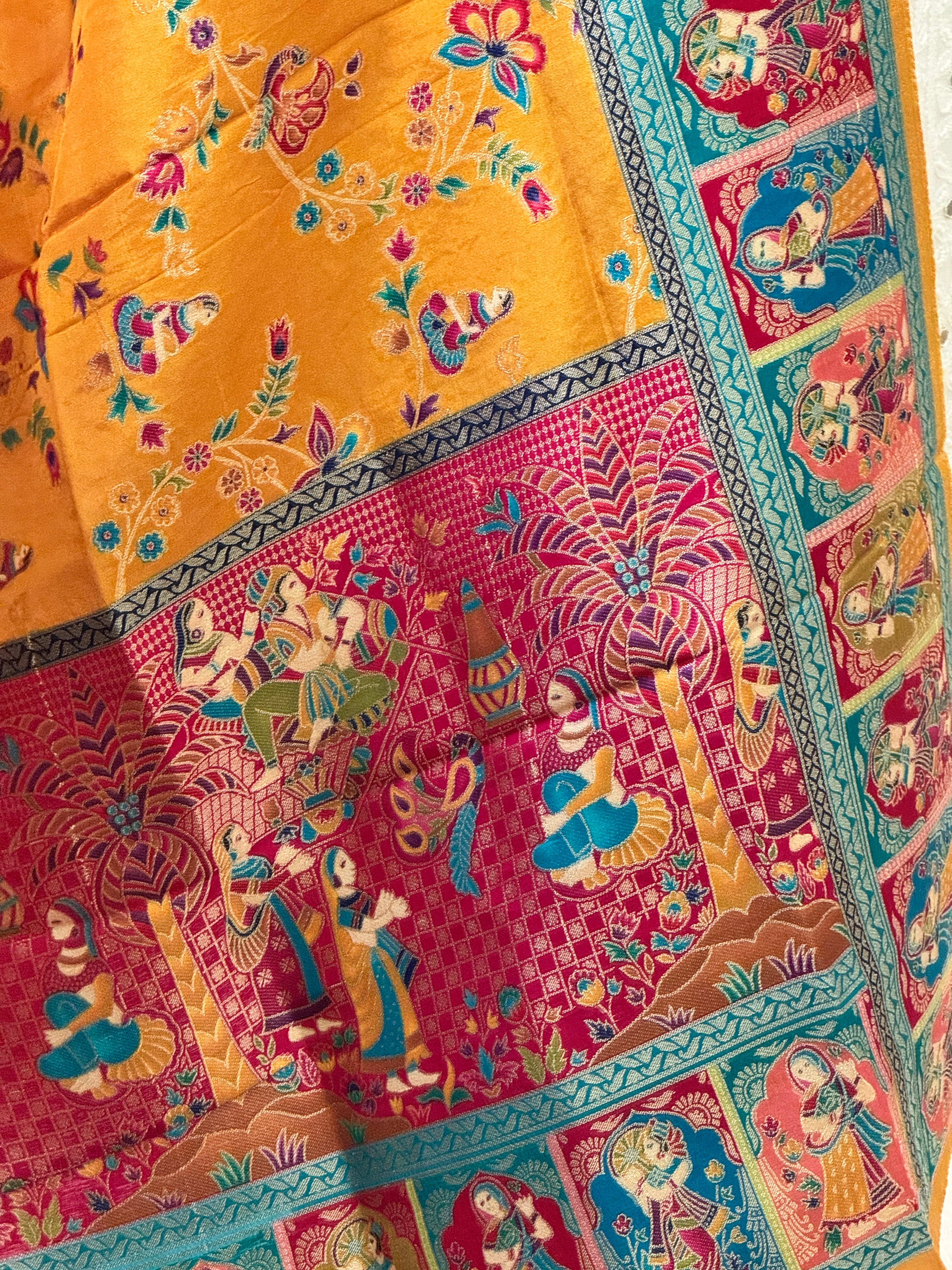 Dola Silk Raja Rani dupatta - mustard