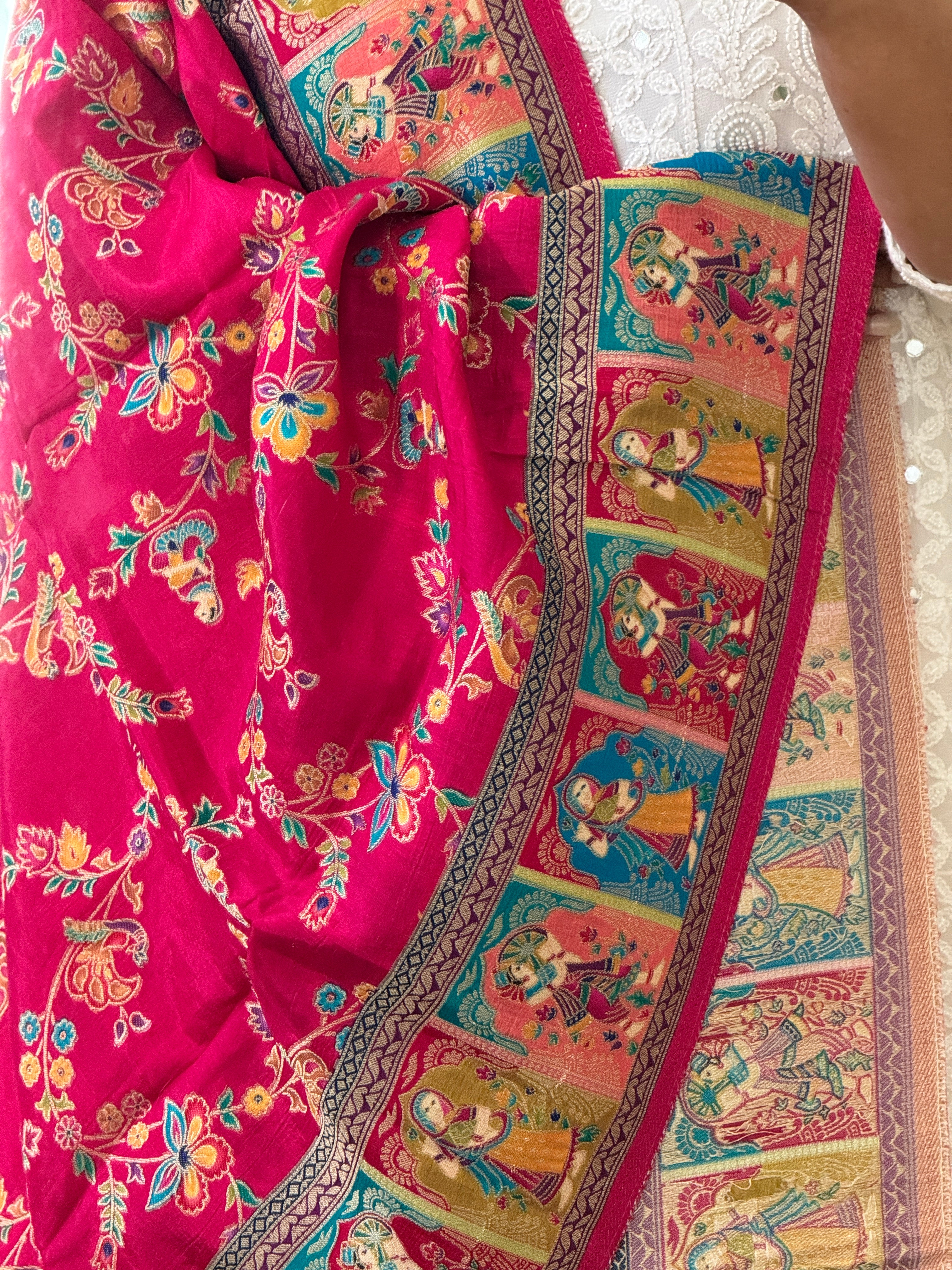 Dola Silk Raja Rani dupatta - pink
