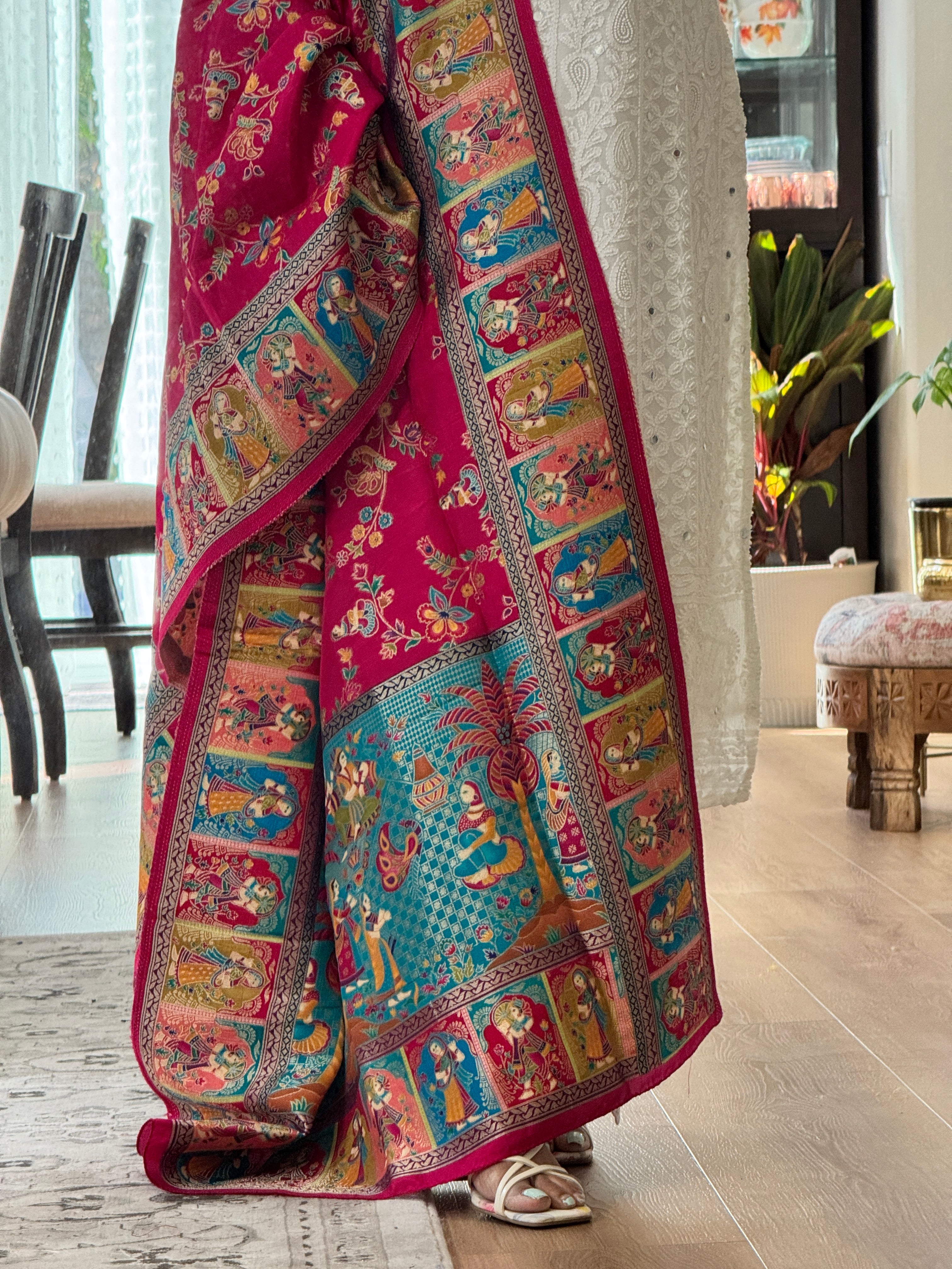 Dola Silk Raja Rani dupatta - pink