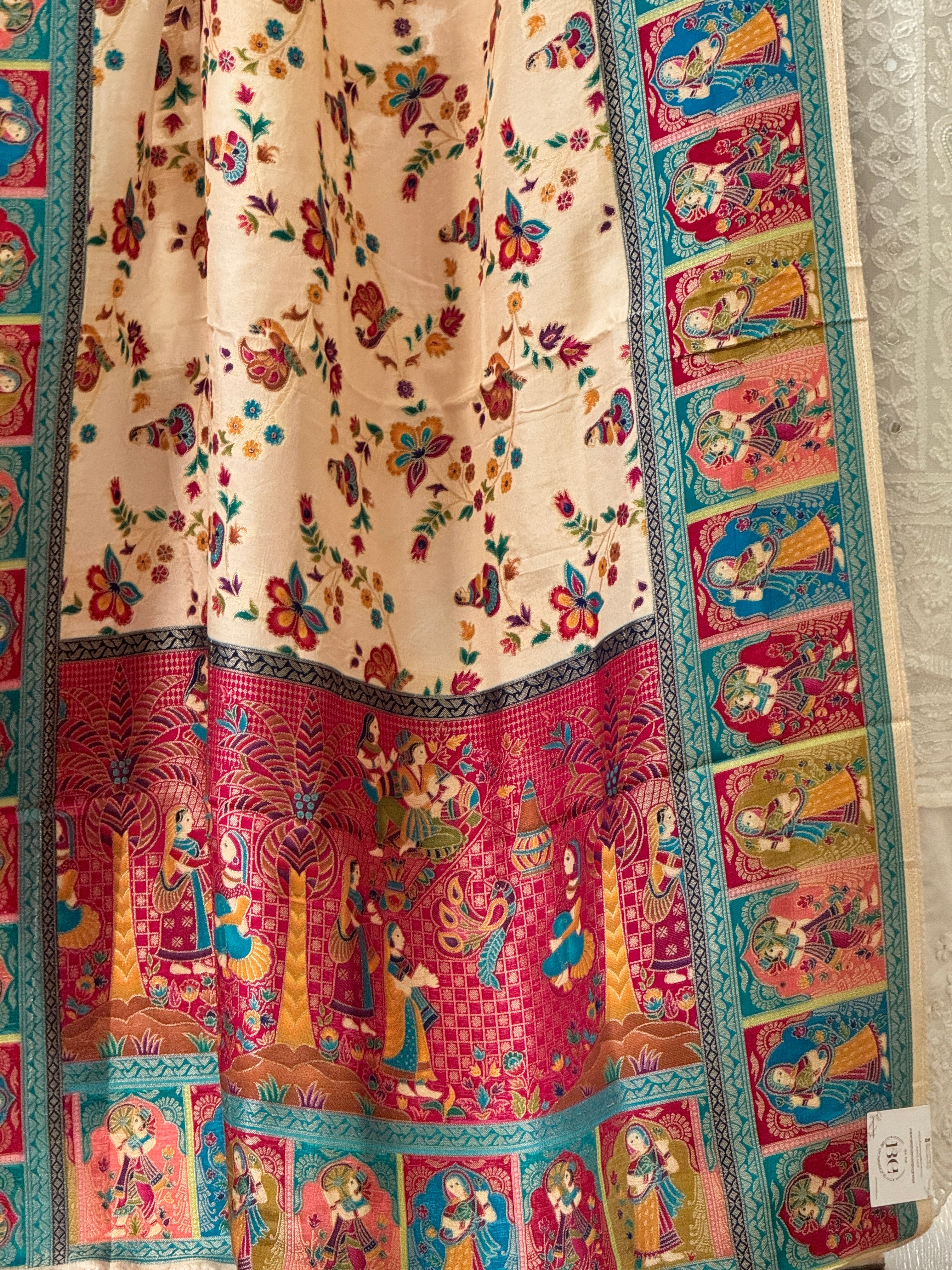 Dola Silk Raja Rani dupatta - cream