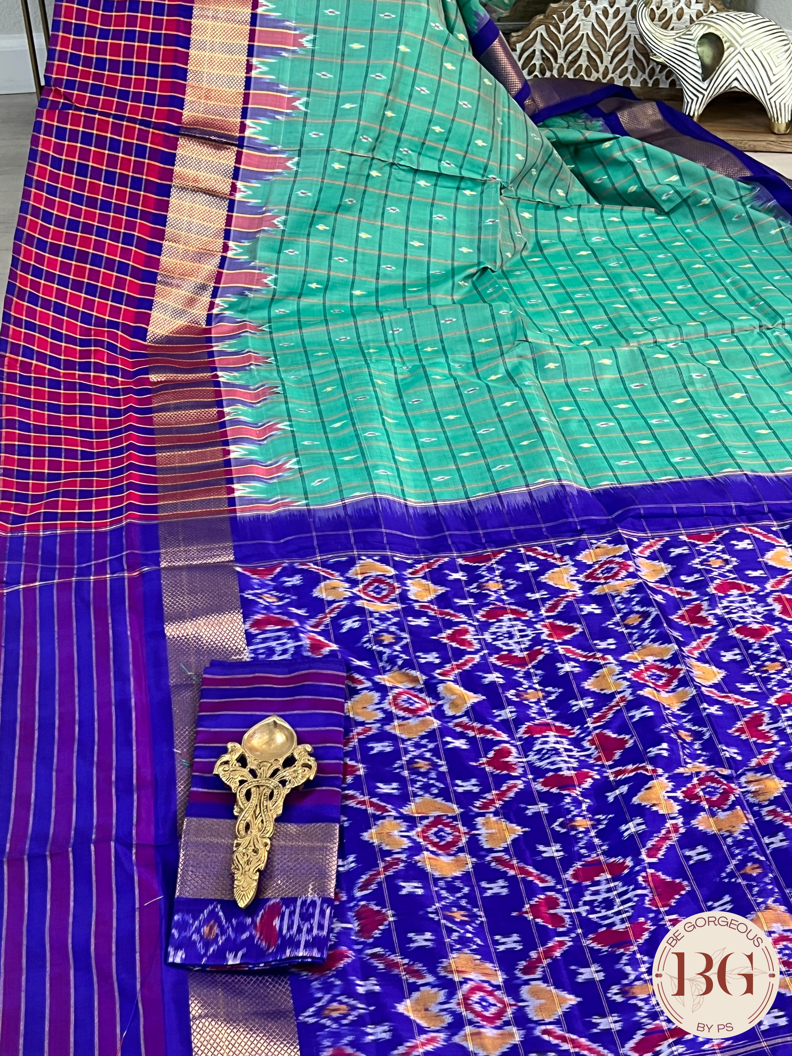 Pochumpally ikkat Pure silk handloom saree color - green